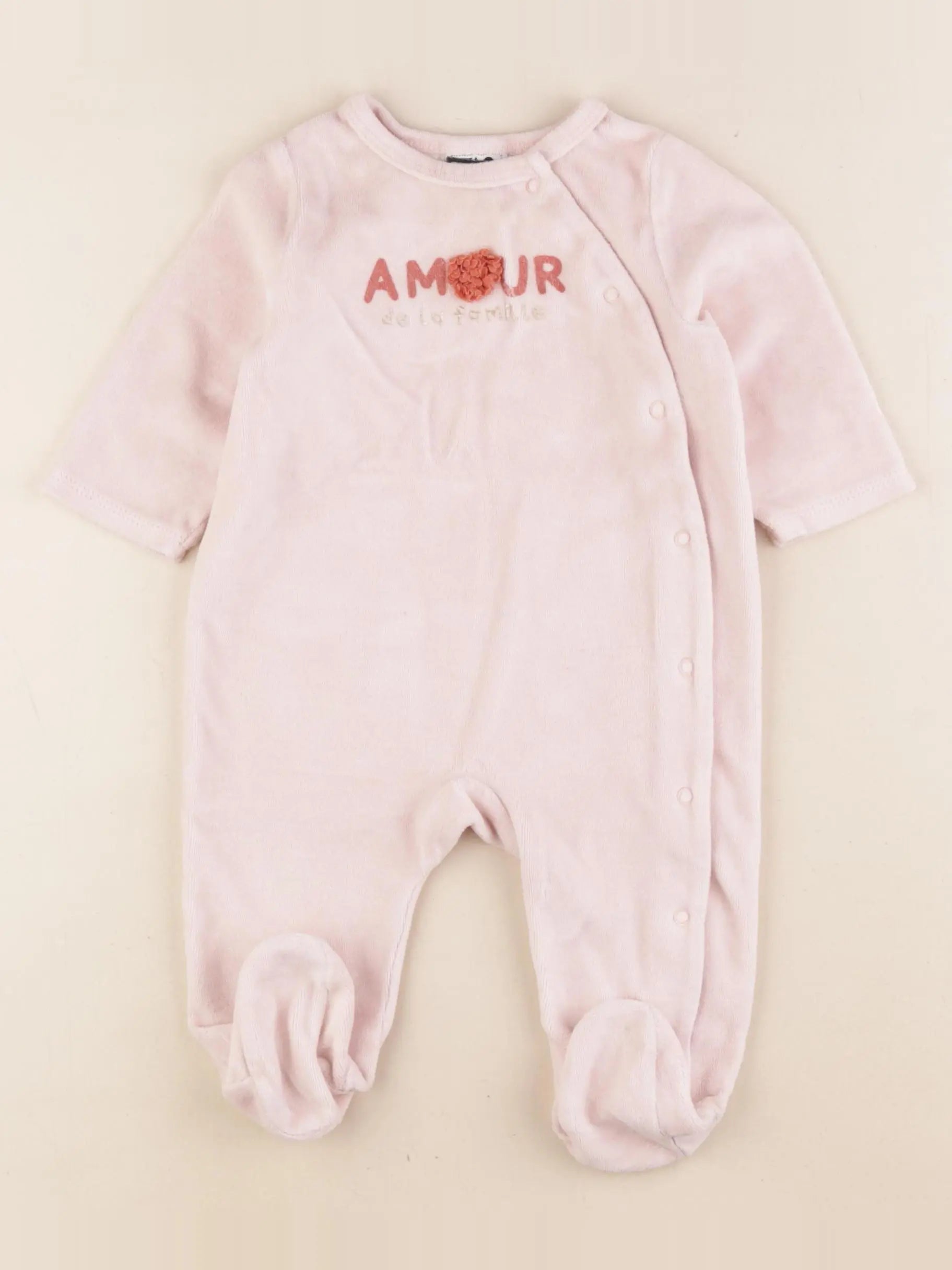 Tape à l'oeil - pyjama velours rose - 6 mois