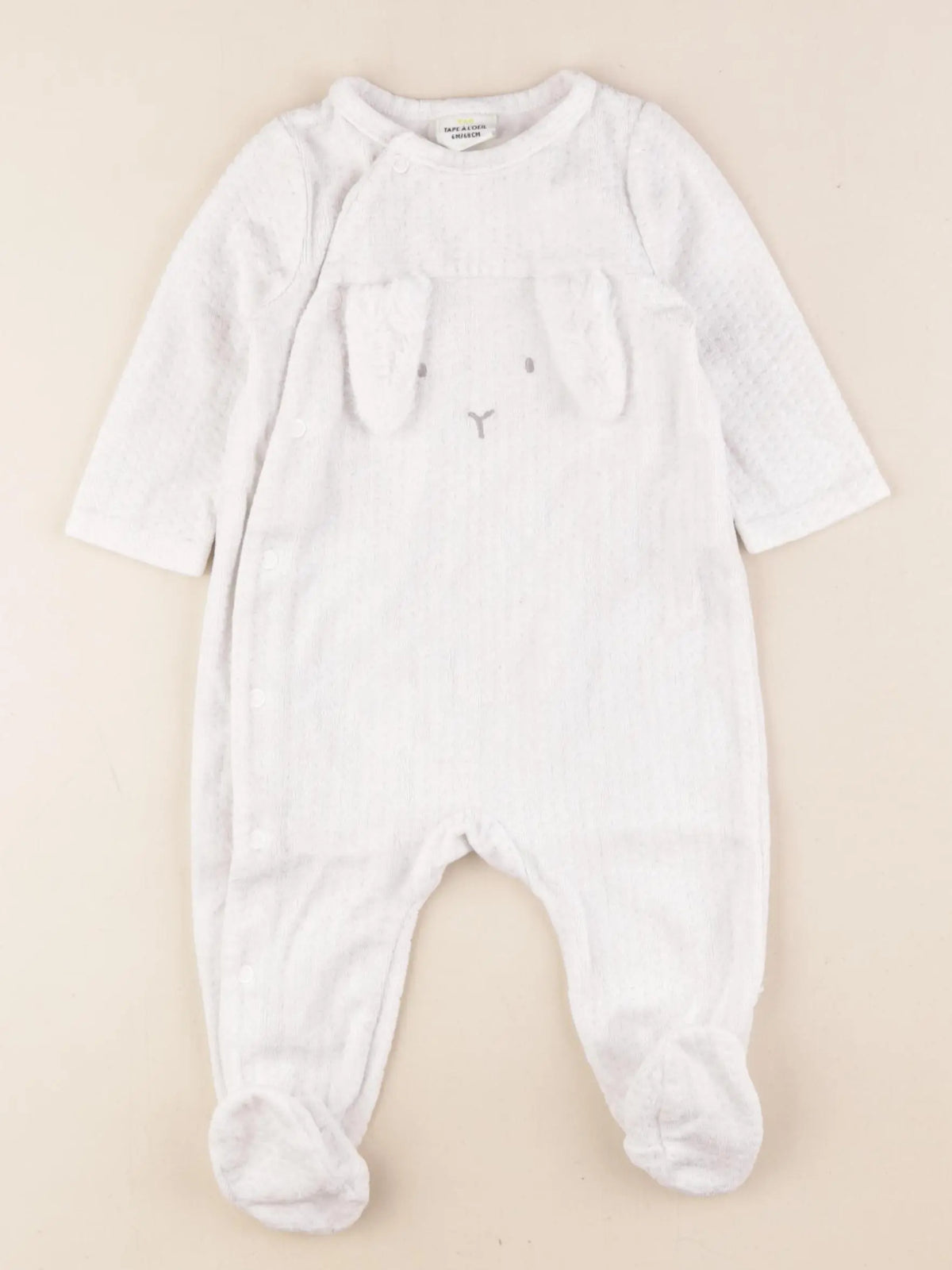 Tape à l'oeil - pyjama velours blanc - 6 mois