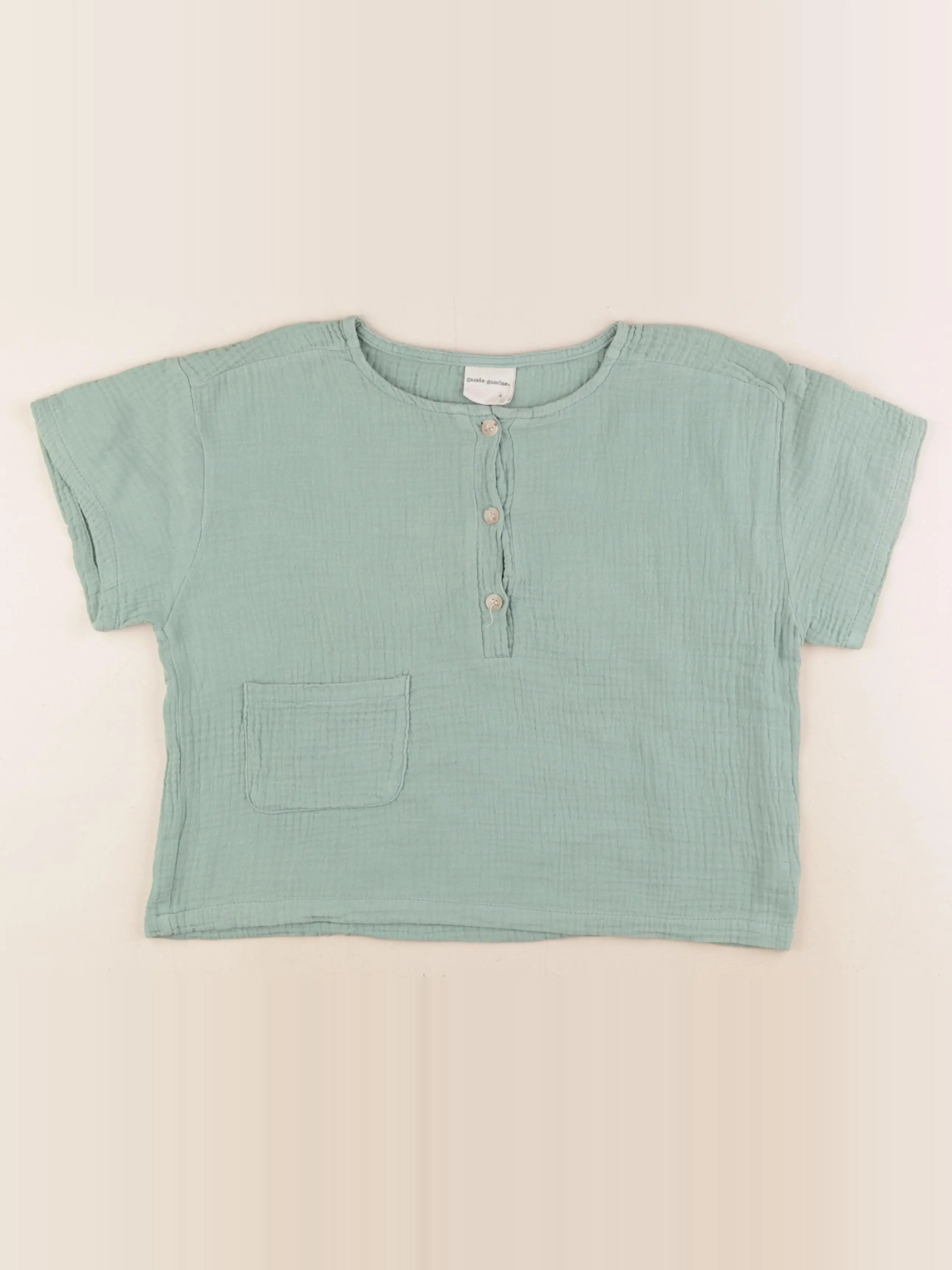 Gamin gamine - chemise vert - 4 ans