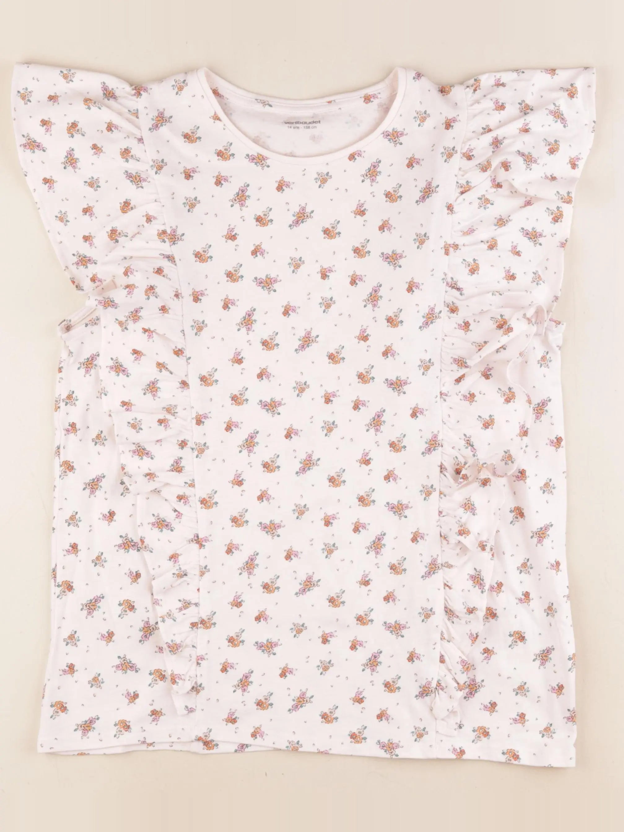 Vertbaudet - tee-shirt beige - 14 ans