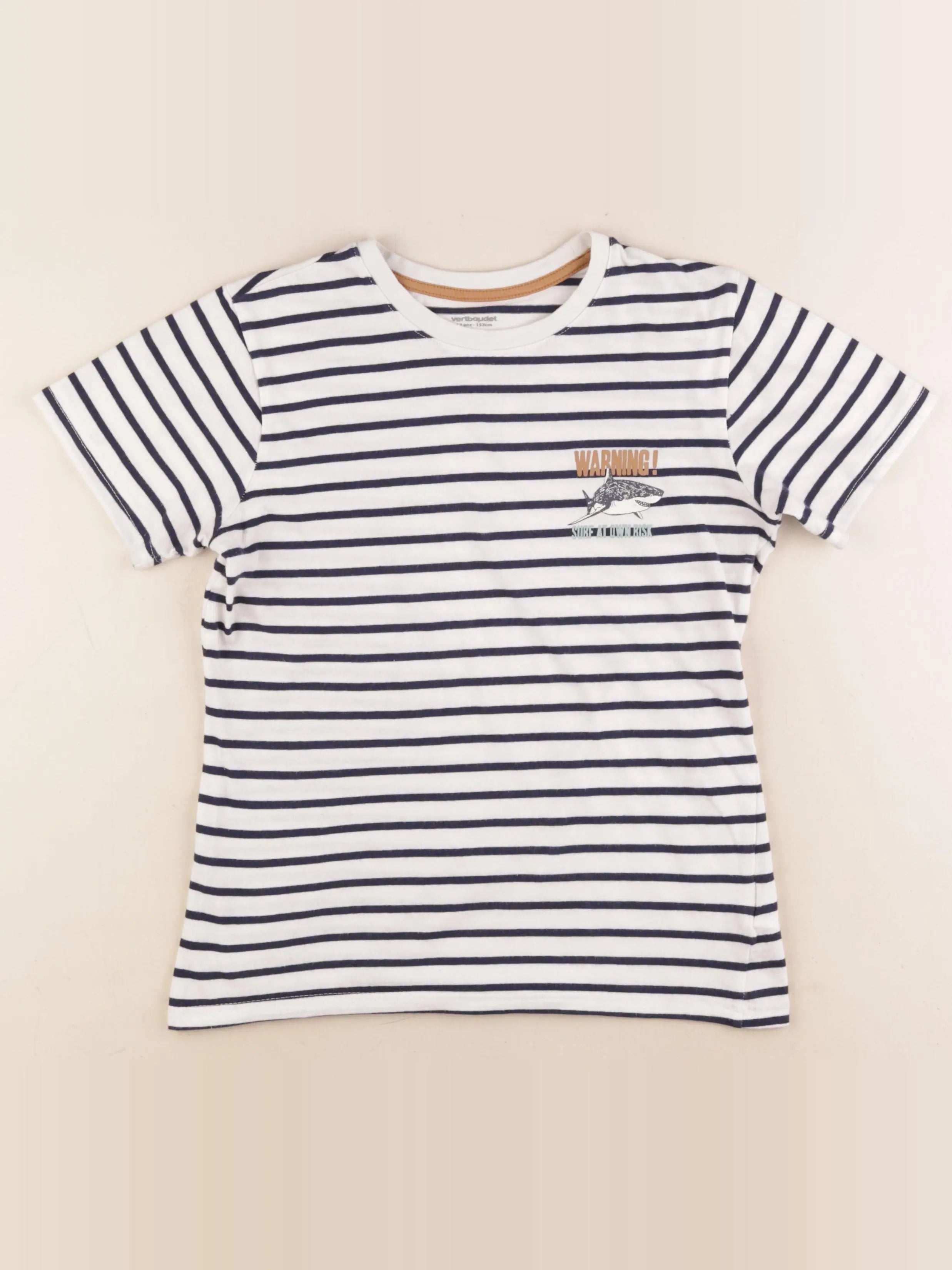 Vertbaudet - tee-shirt blanc, bleu - 12 ans
