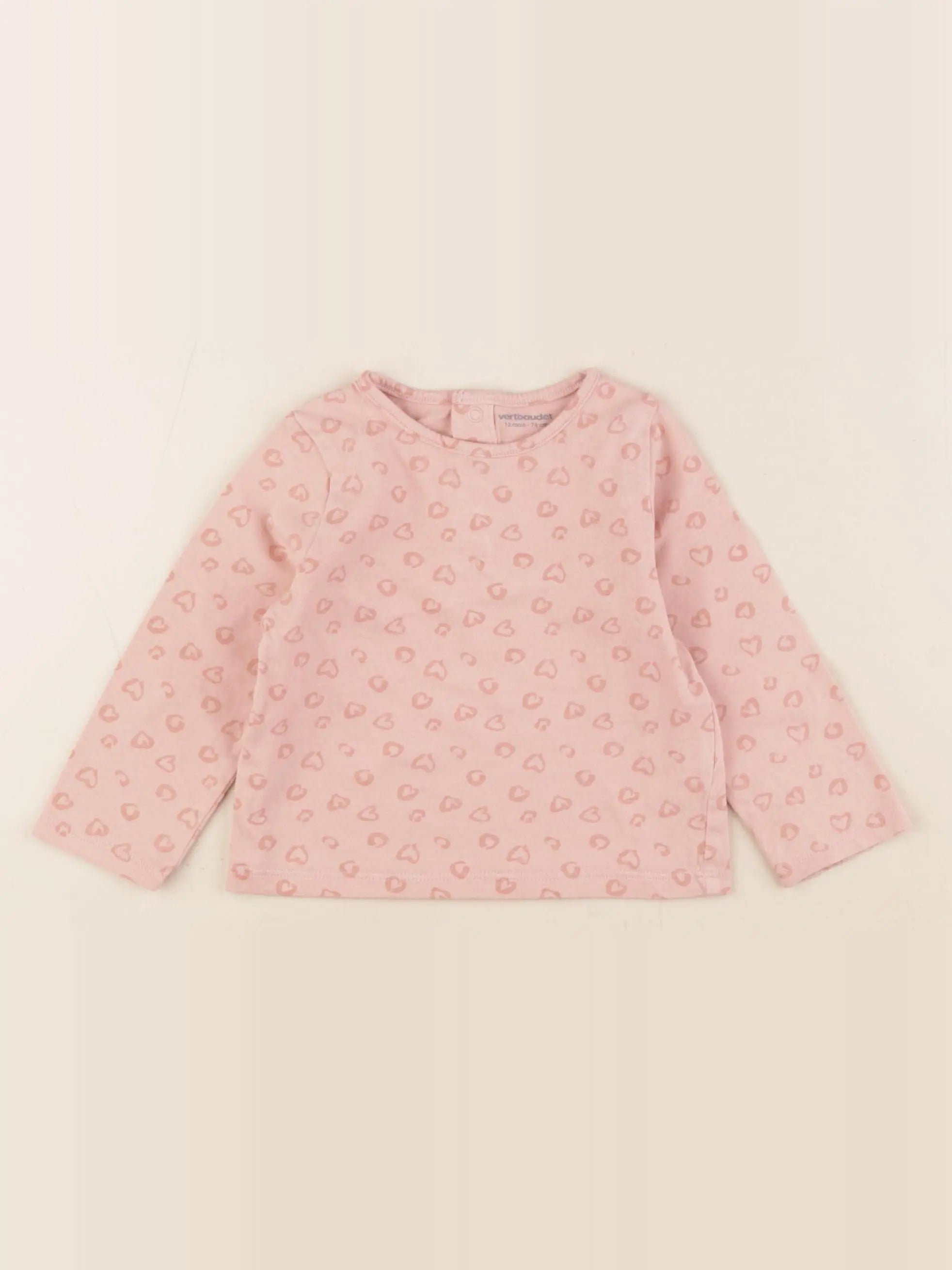 Vertbaudet - tee-shirt rose - 12 mois