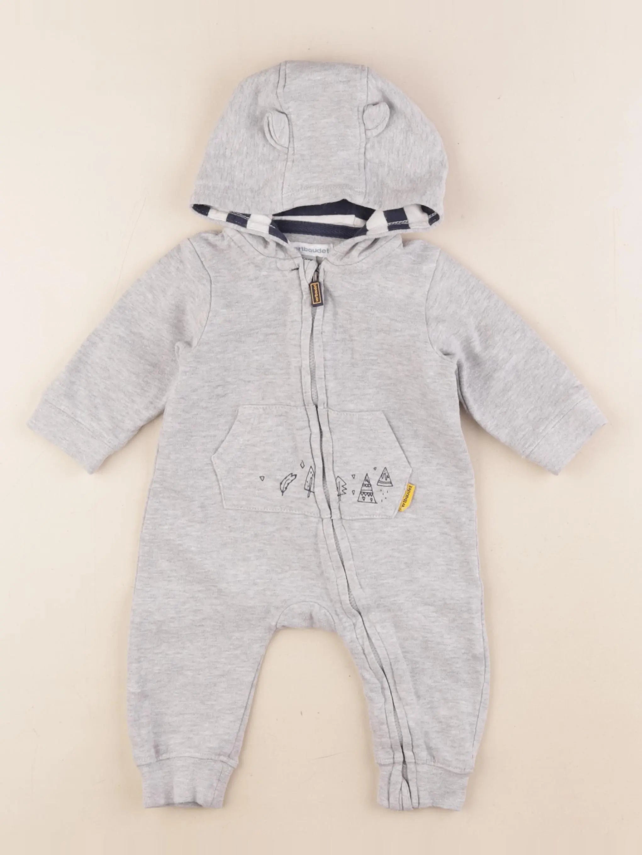 Vertbaudet - combinaison gris - 6 mois
