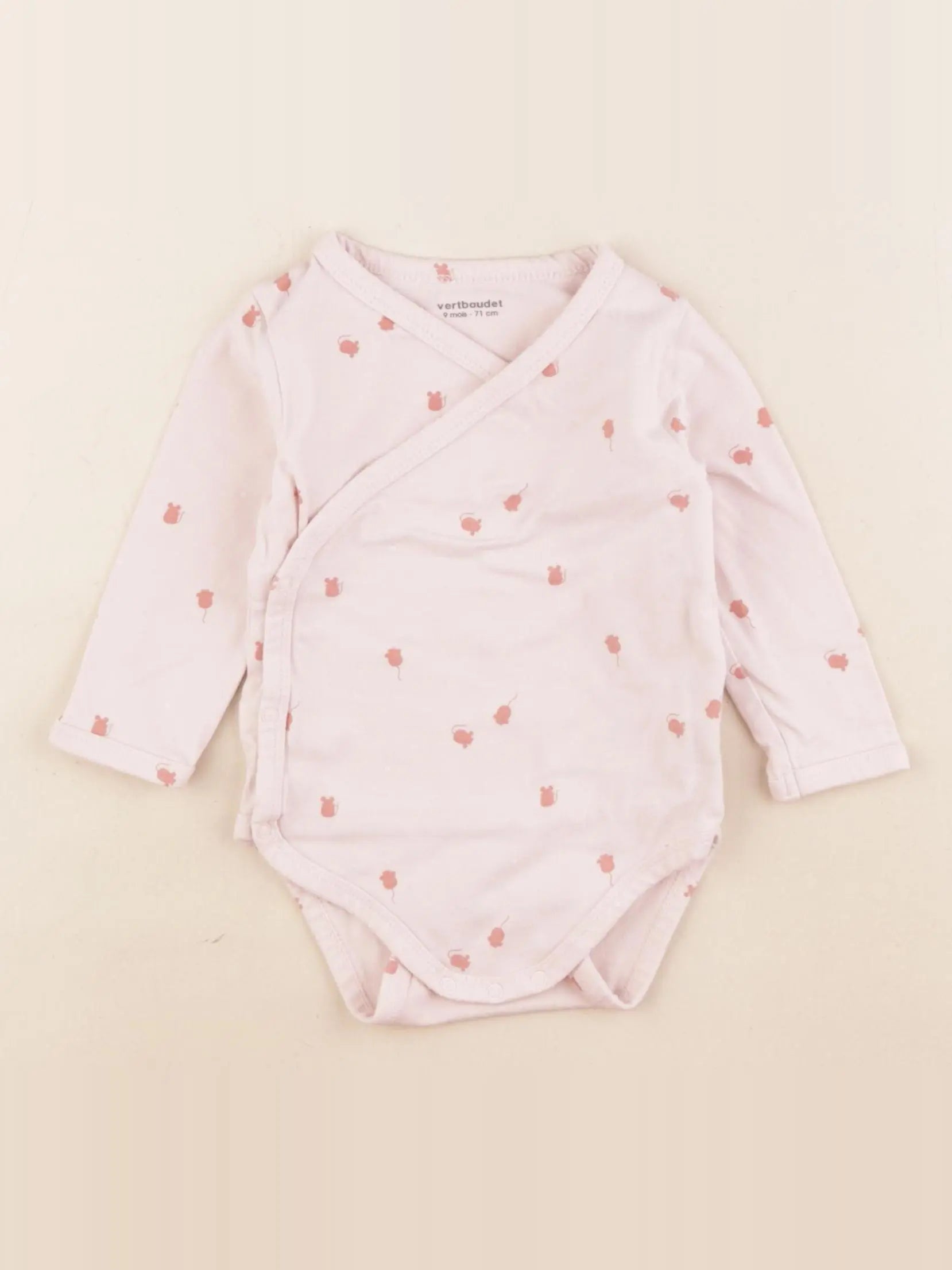 Vertbaudet - body rose - 9 mois