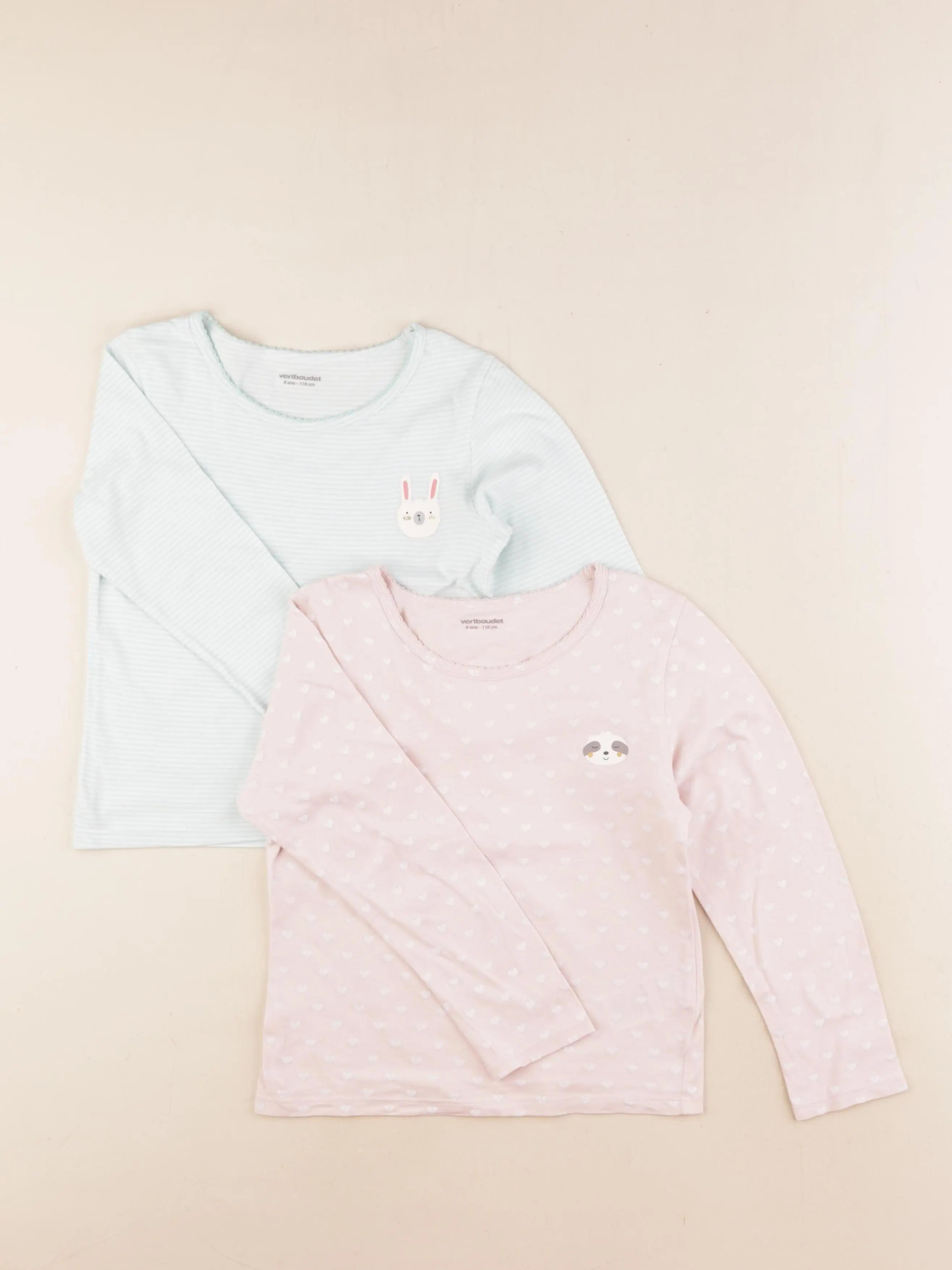 Vertbaudet - lot de 2 maillots de corps rose, vert - 6 ans