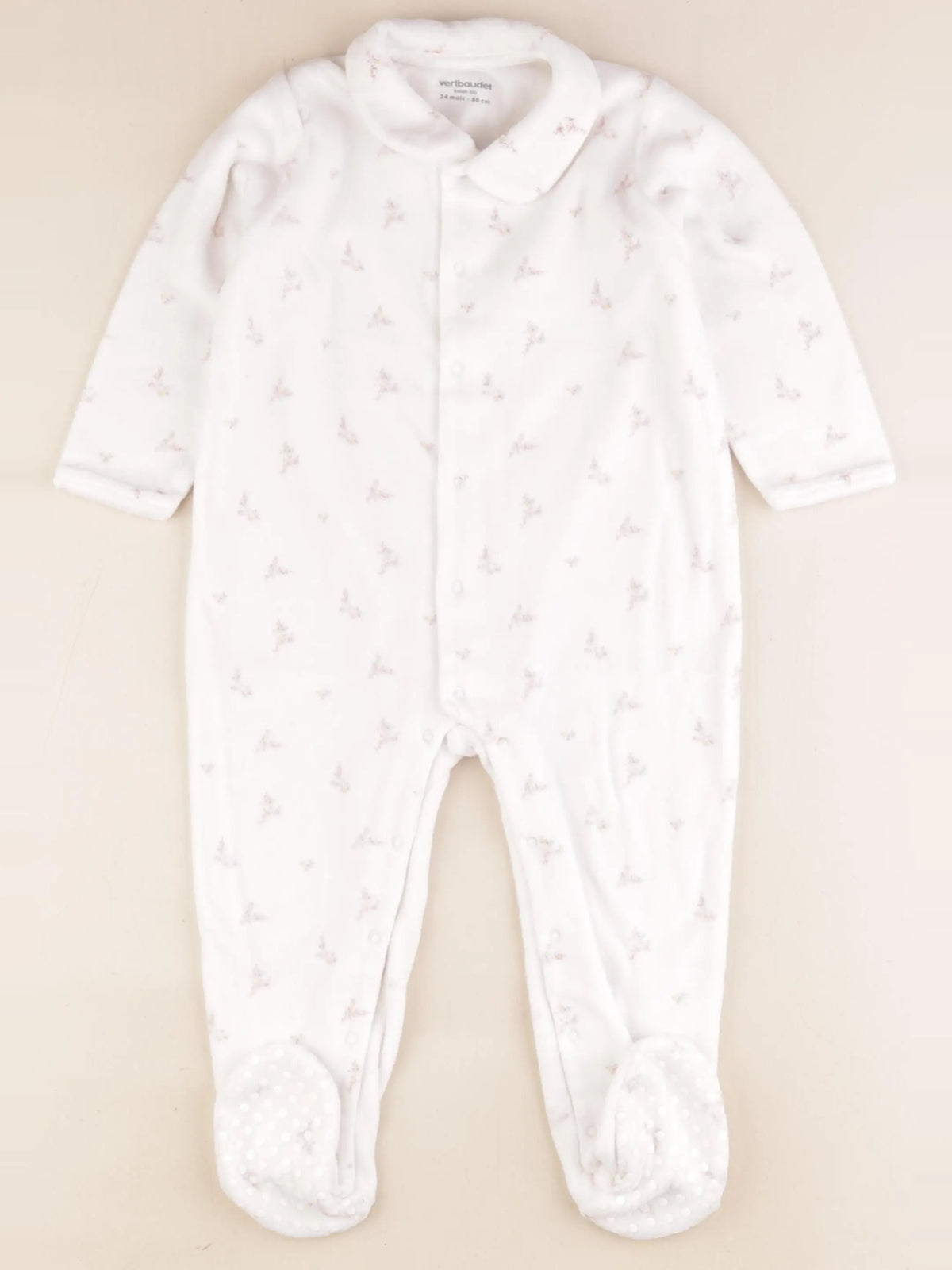 Vertbaudet - pyjama velours blanc - 24 mois
