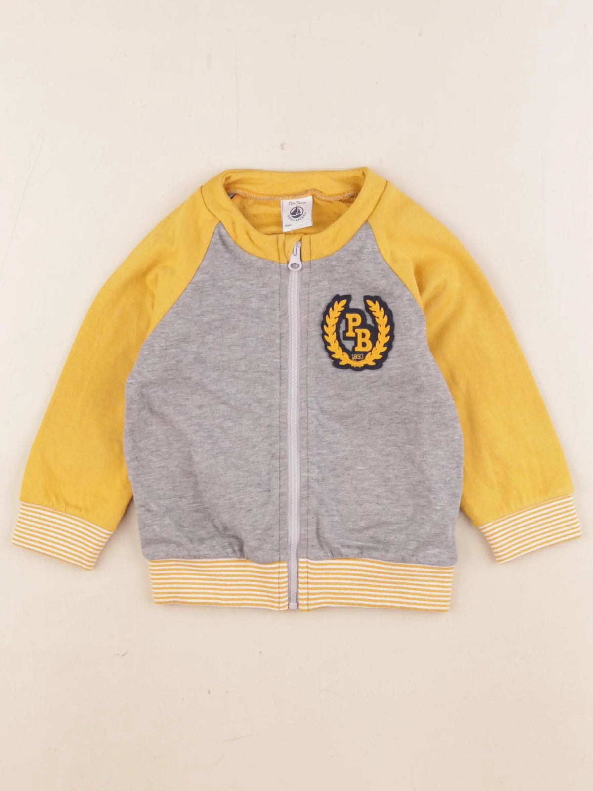 Petit Bateau - sweat jaune, gris - 12 mois
