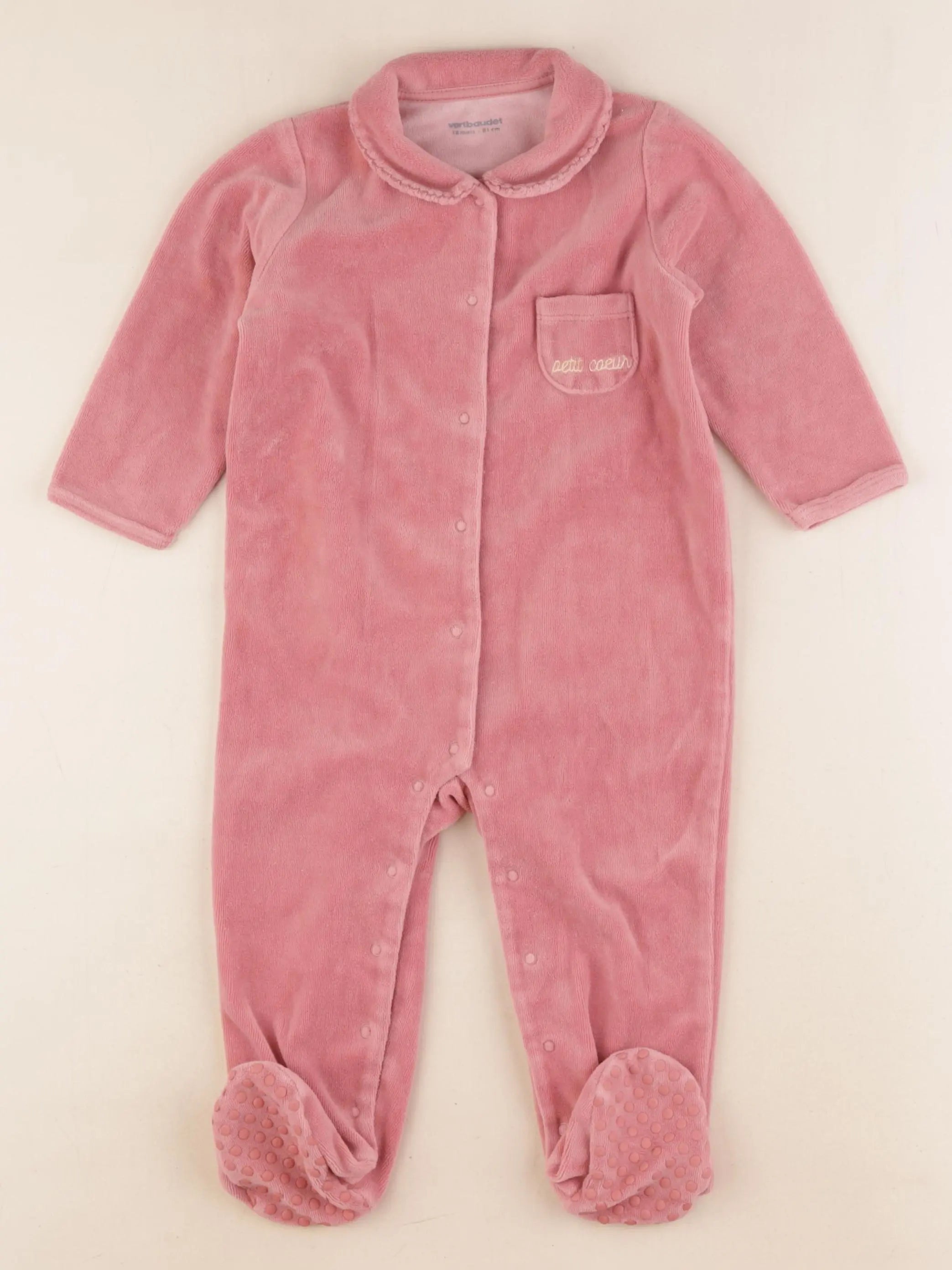 Vertbaudet - pyjama velours rose - 18 mois