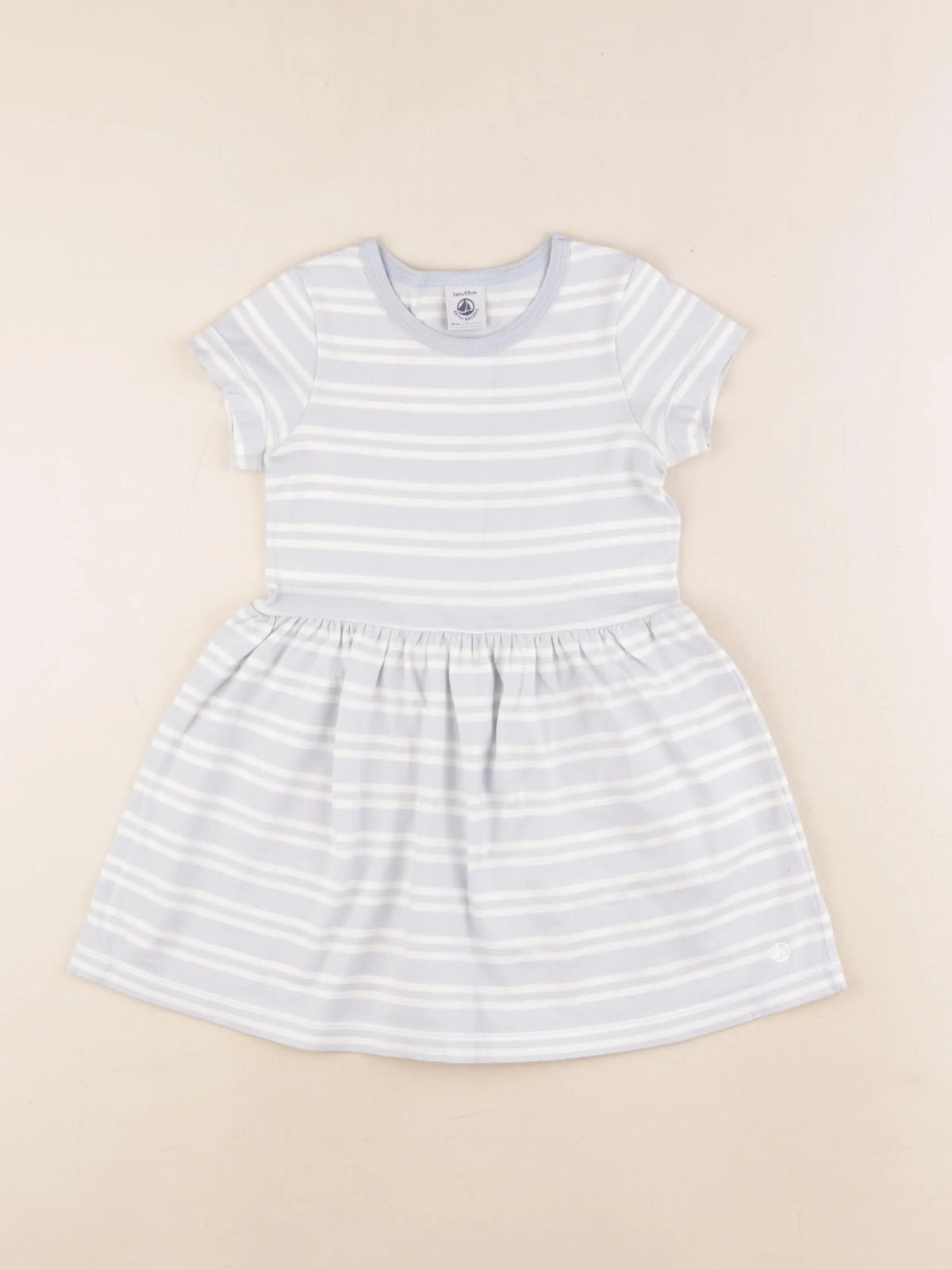 Petit Bateau - robe blanc, bleu - 3 ans