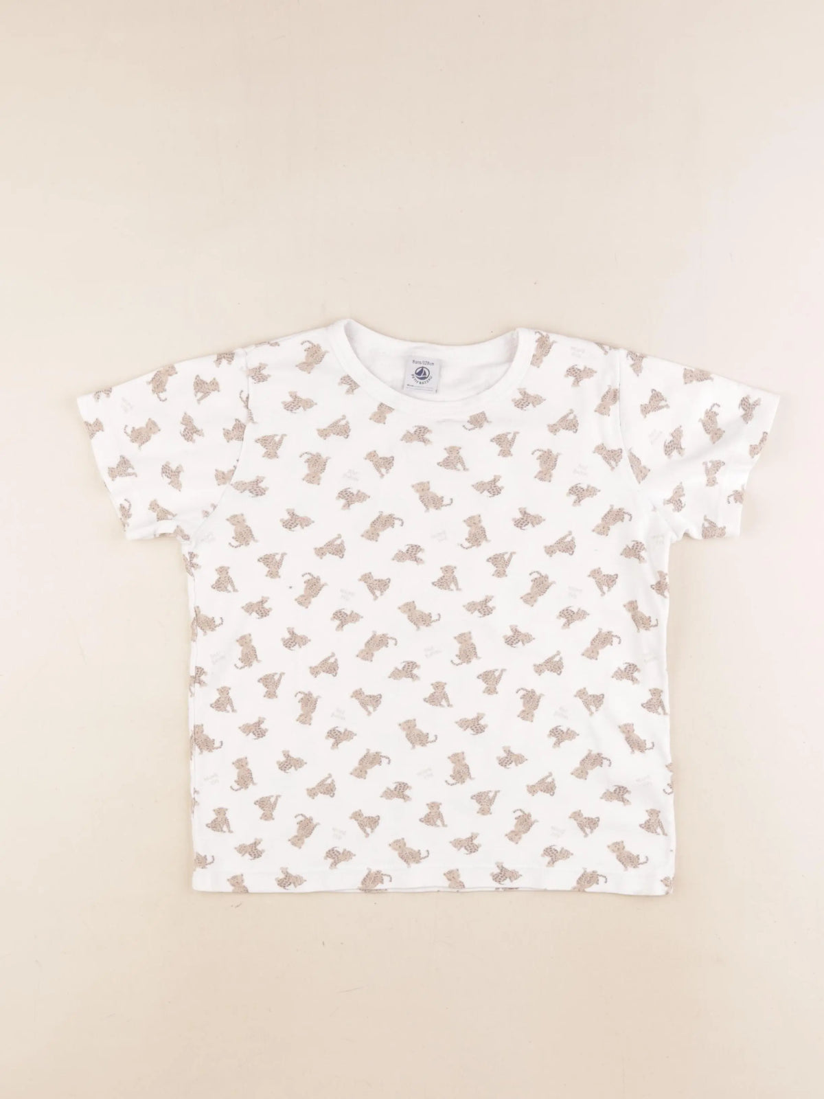 Petit Bateau - maillot de corps blanc, marron - 8 ans