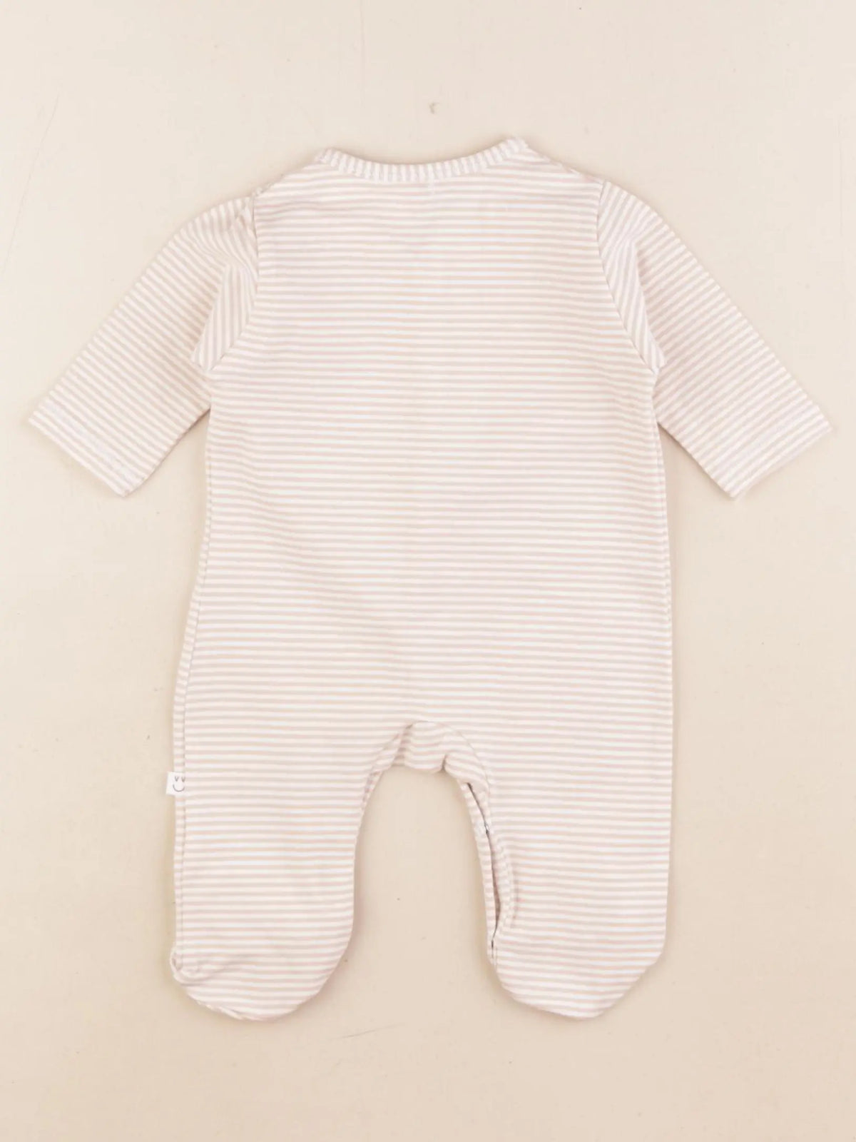 Pyjama coton rayé beige