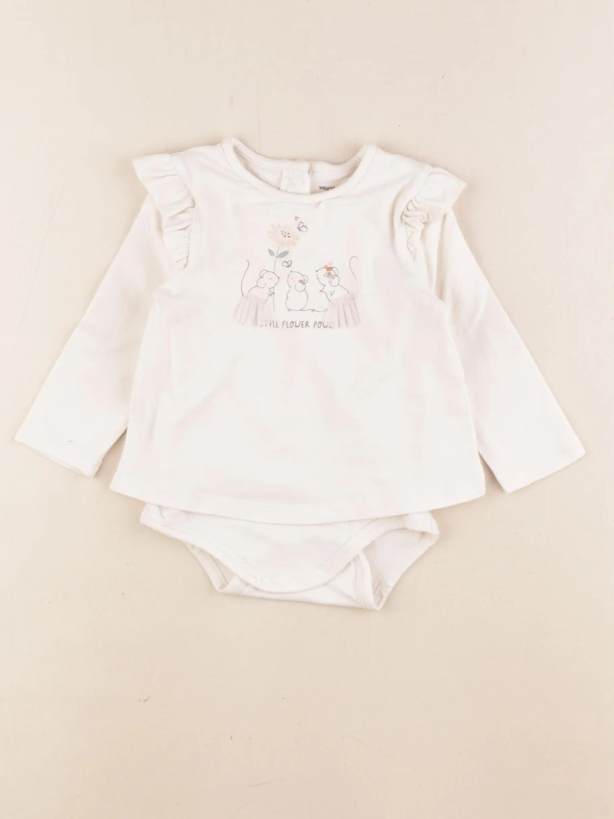 Vertbaudet - body tee-shirt blanc - 9 mois