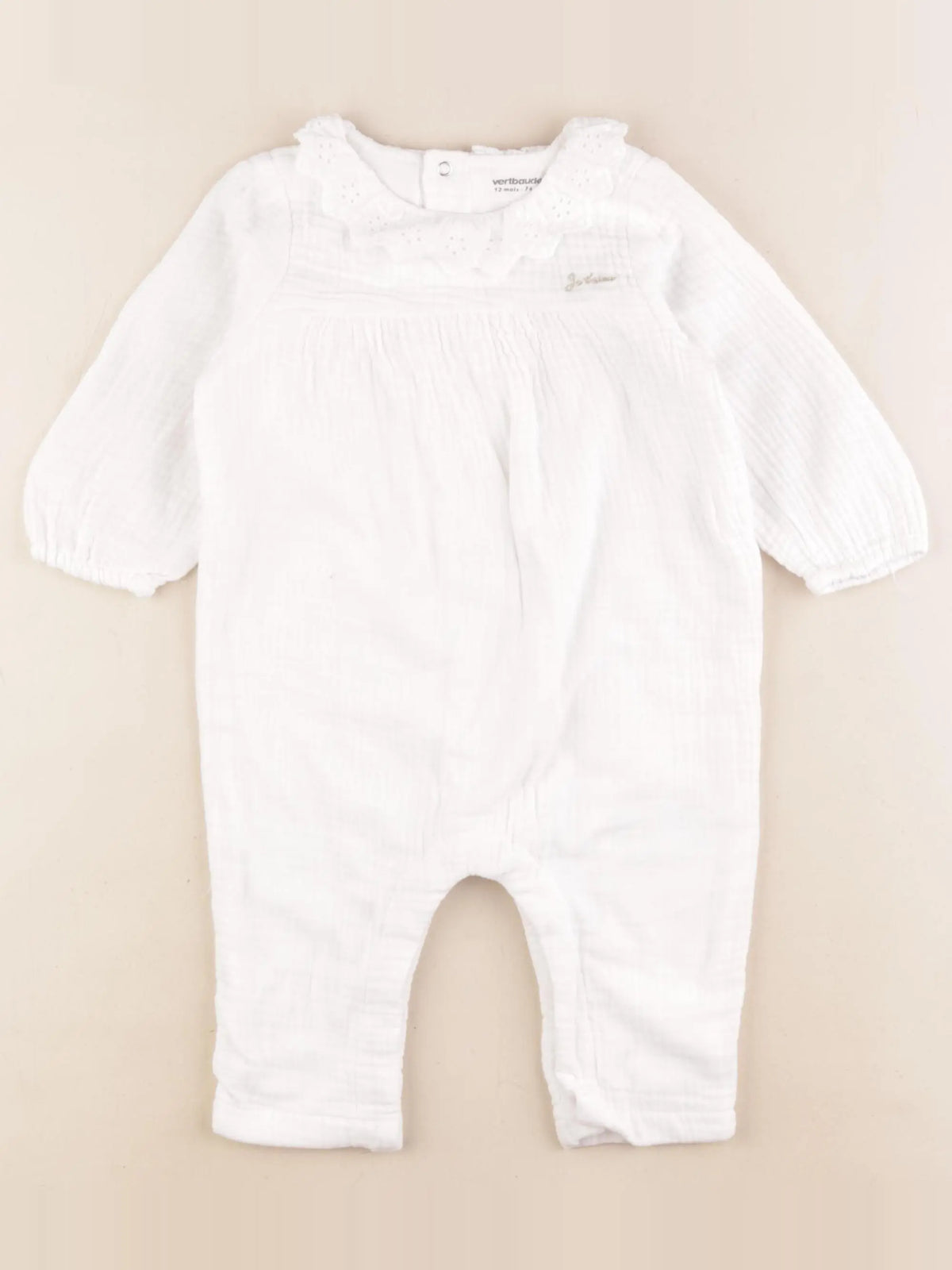Vertbaudet - pyjama coton blanc - 12 mois