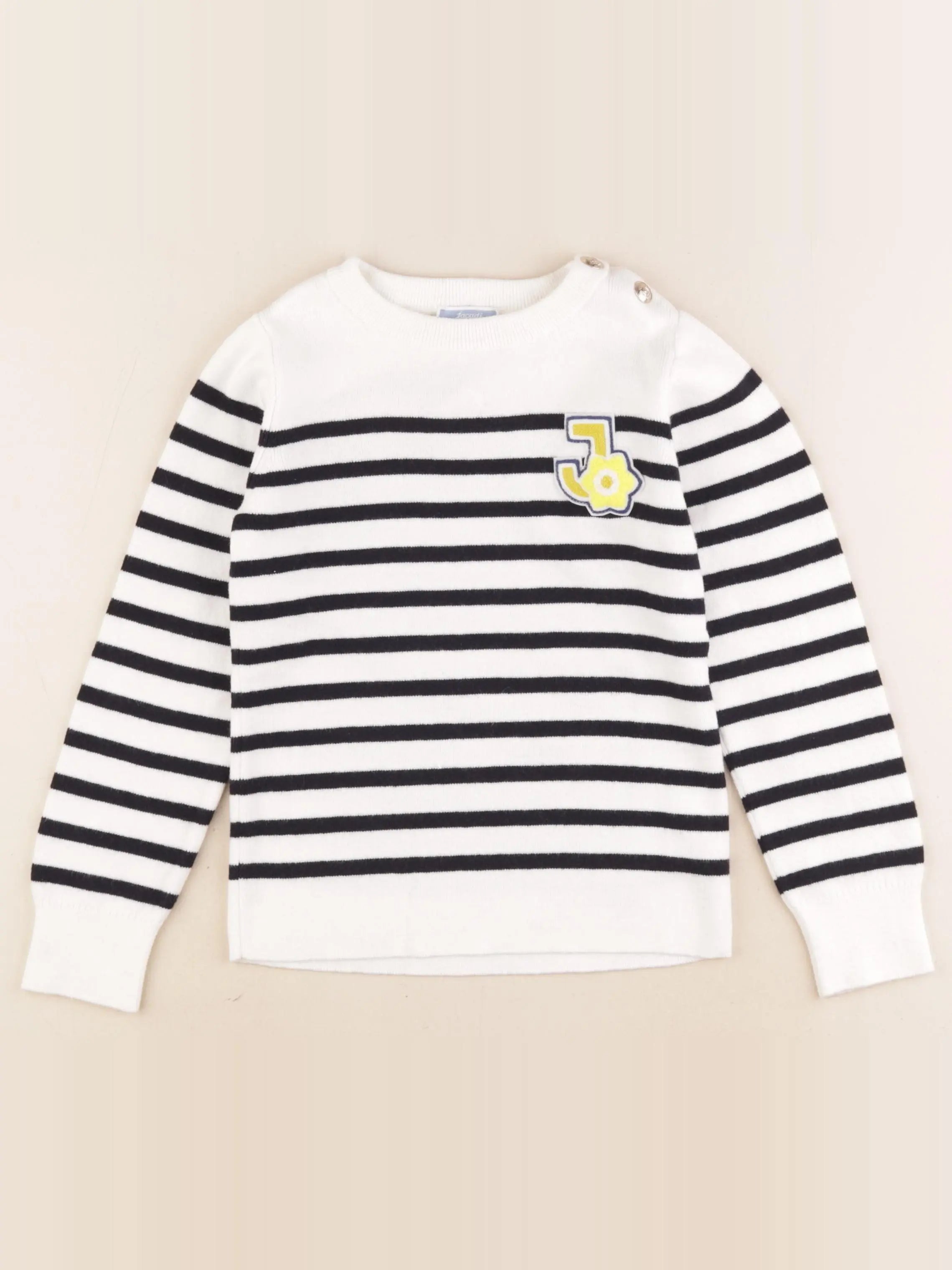 Jacadi - pull beige, bleu - 8 ans