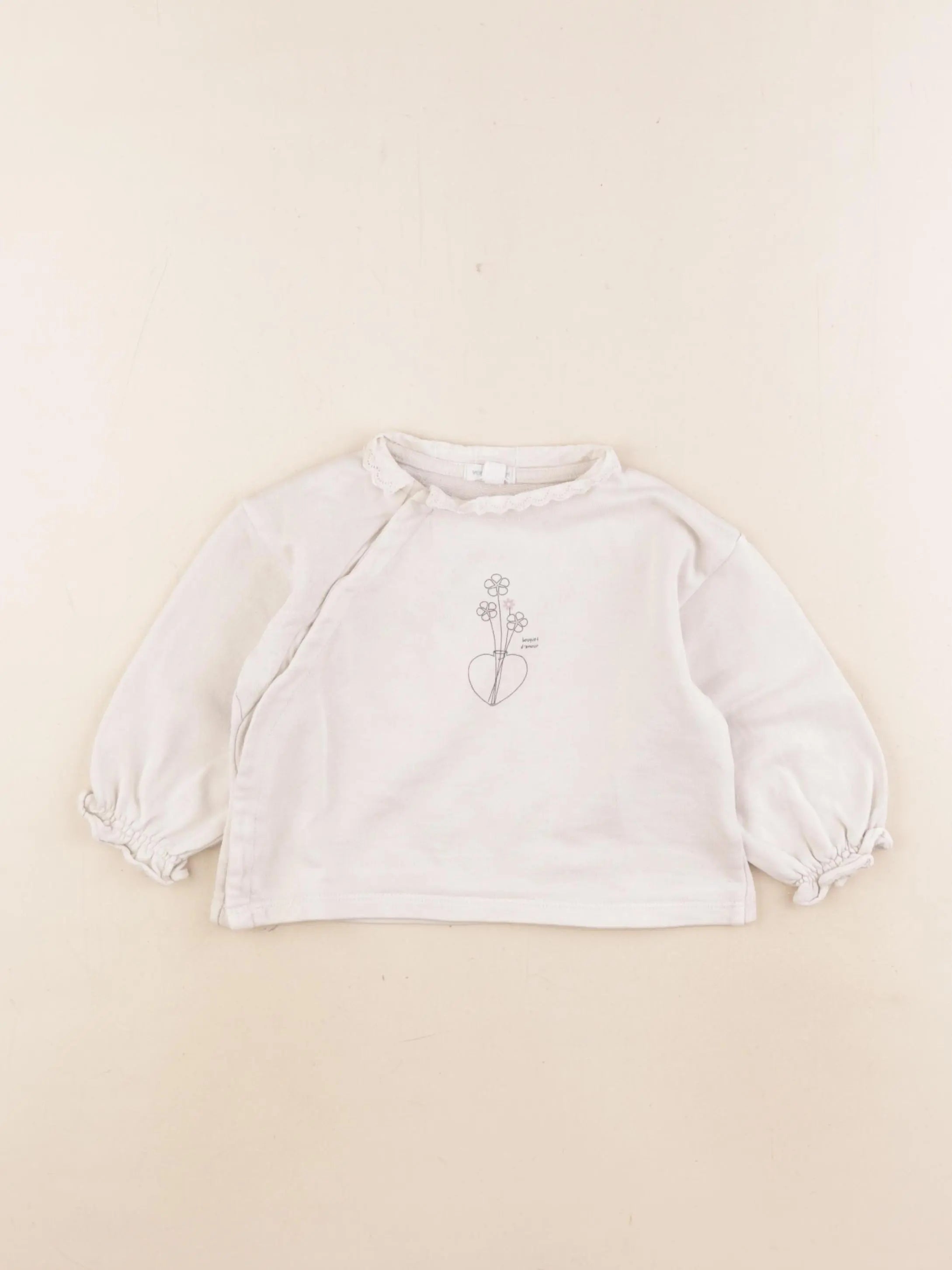 Vertbaudet - sweat beige - 12 mois