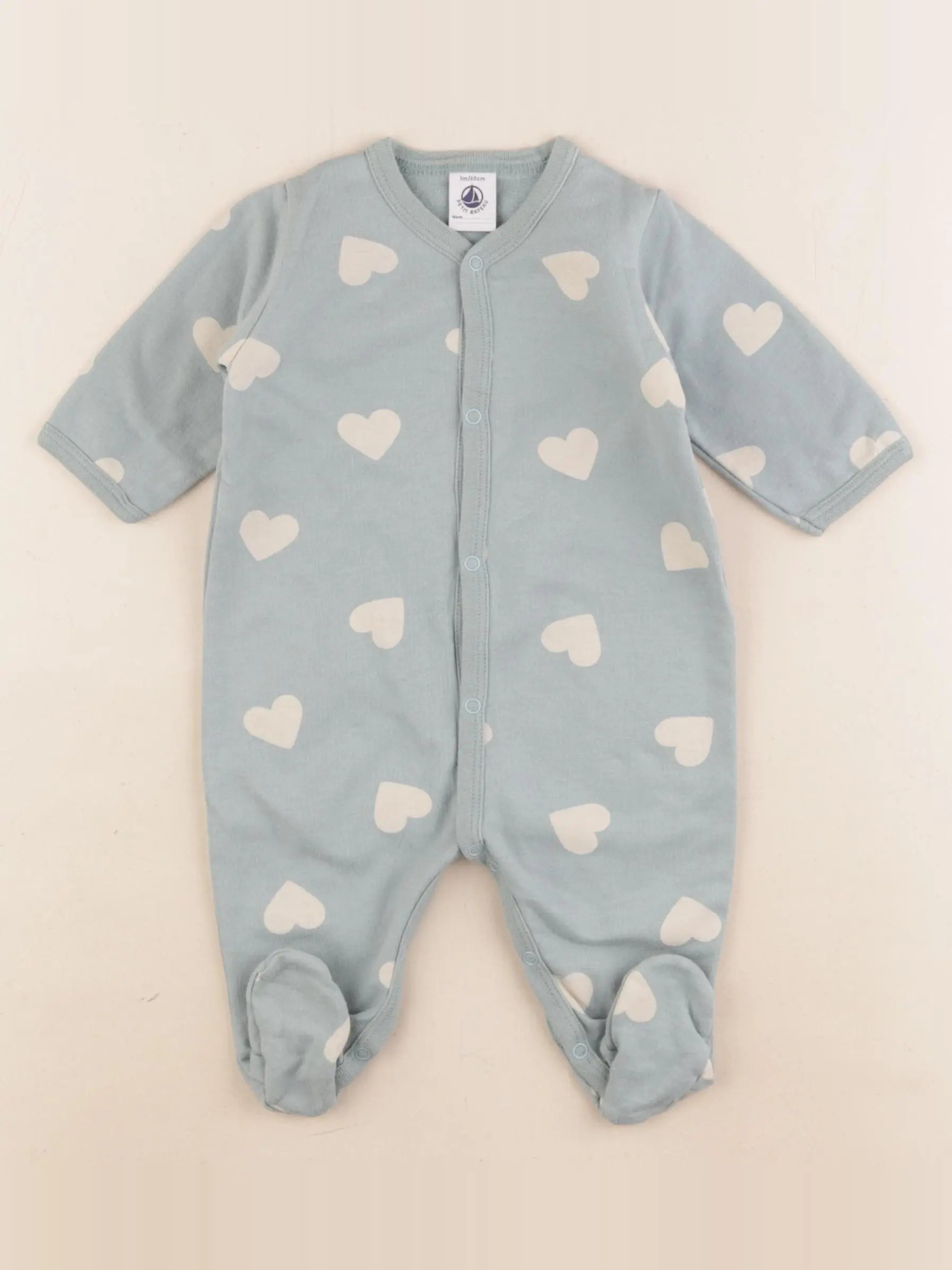 Petit Bateau - pyjama coton bleu - 3 mois