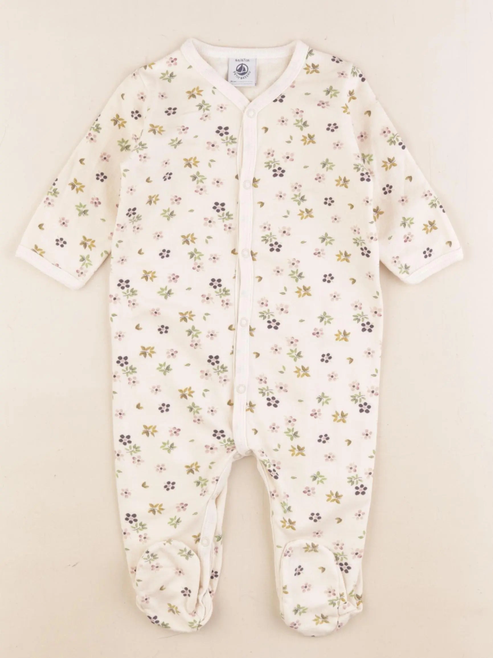 Petit Bateau - pyjama coton beige - 6 mois