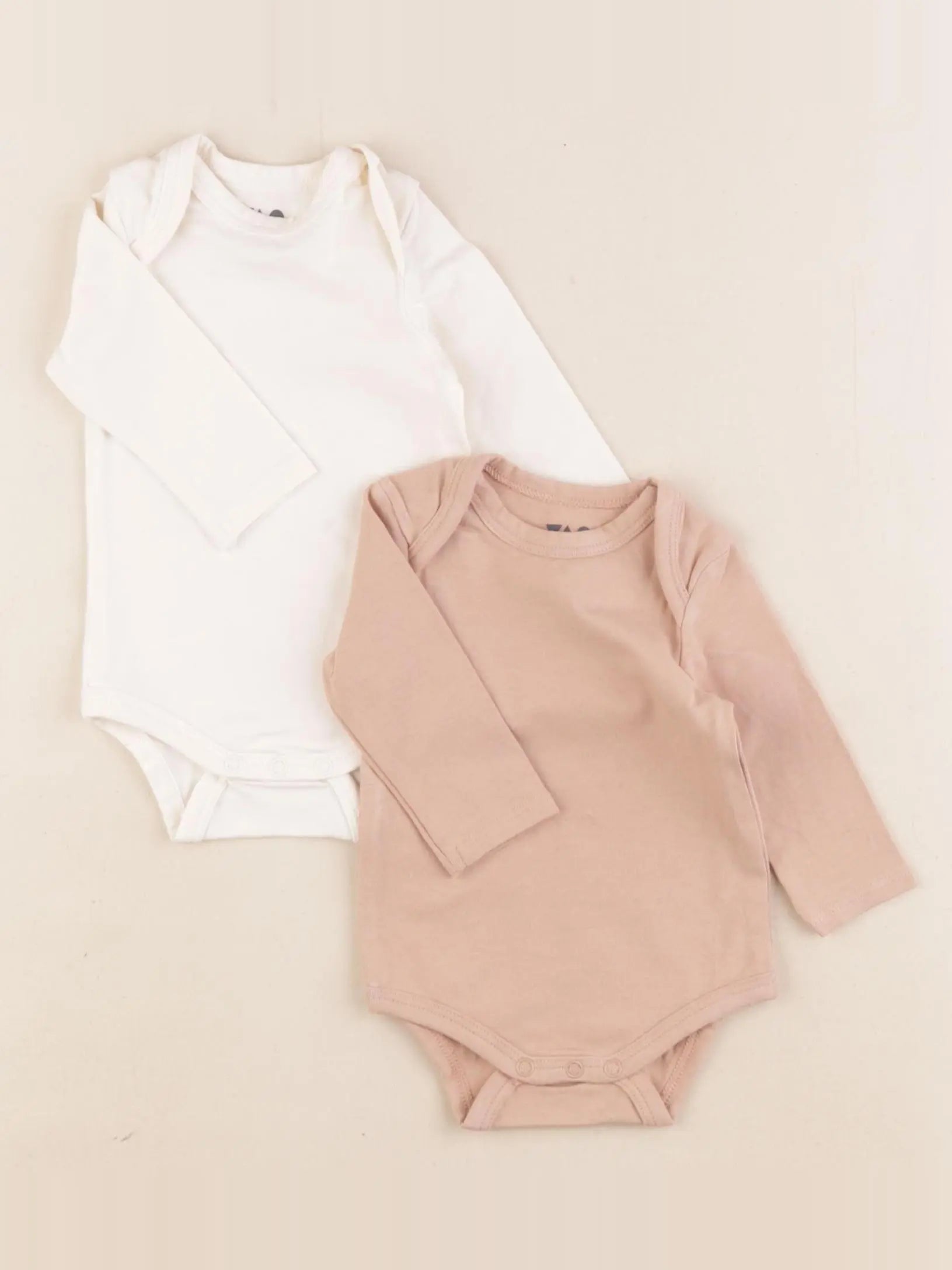 Tape à l'oeil - lot de 2 bodies en coton blanc, beige - 1 mois