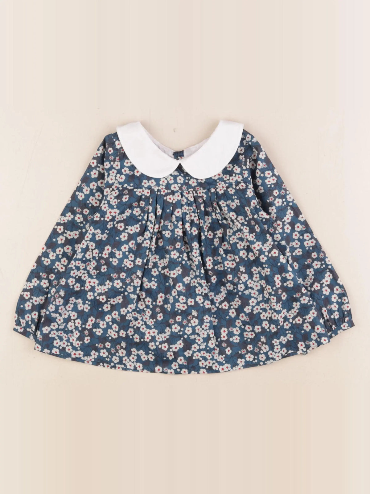 Jacadi - blouse liberty bleu, rouge - 24 mois