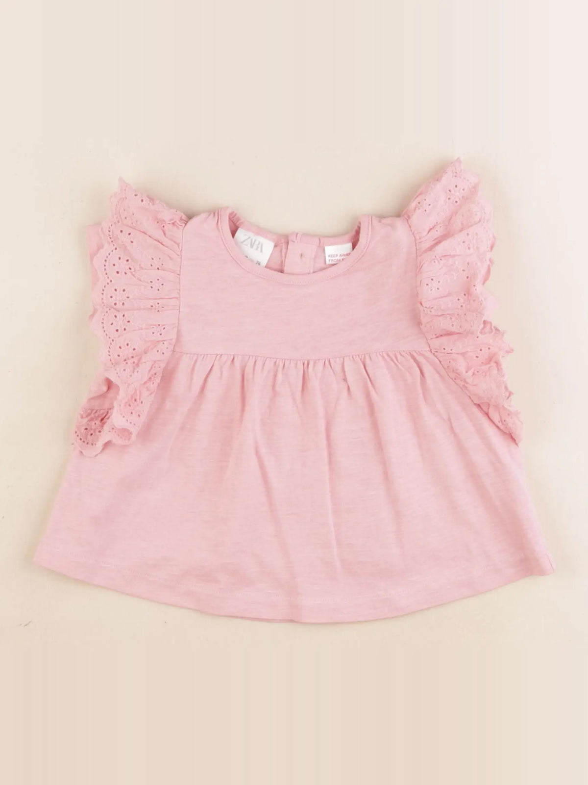 Zara - tee-shirt rose - 6/9 mois