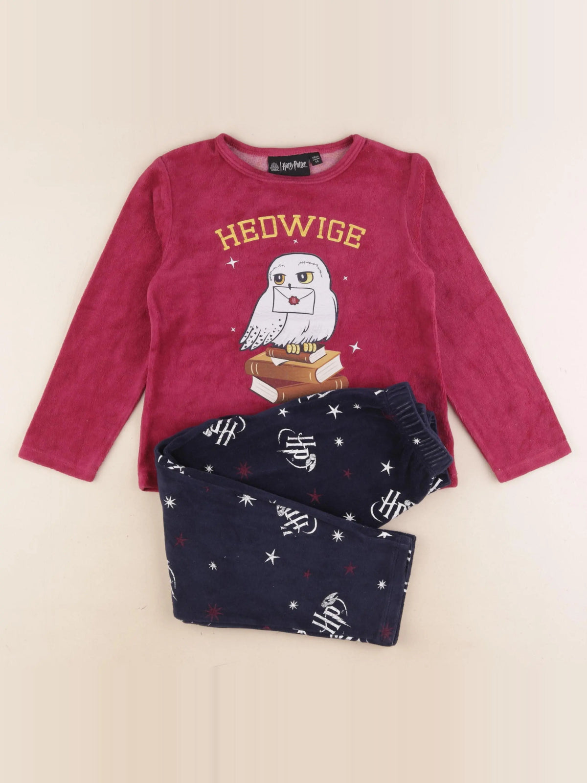 Vertbaudet - pyjama velours bleu, rose, or - 6 ans