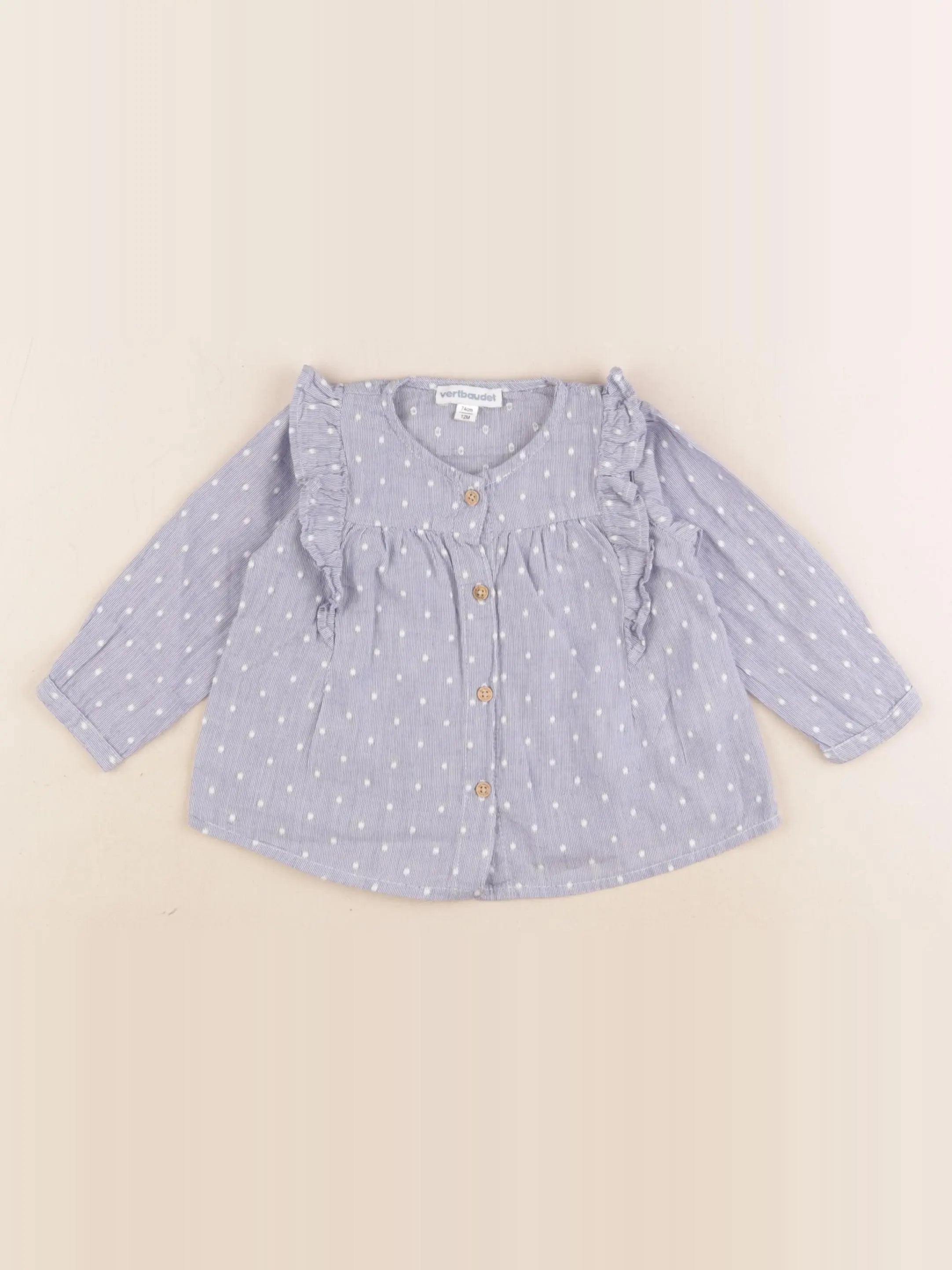 Vertbaudet - blouse blanc, bleu - 12 mois