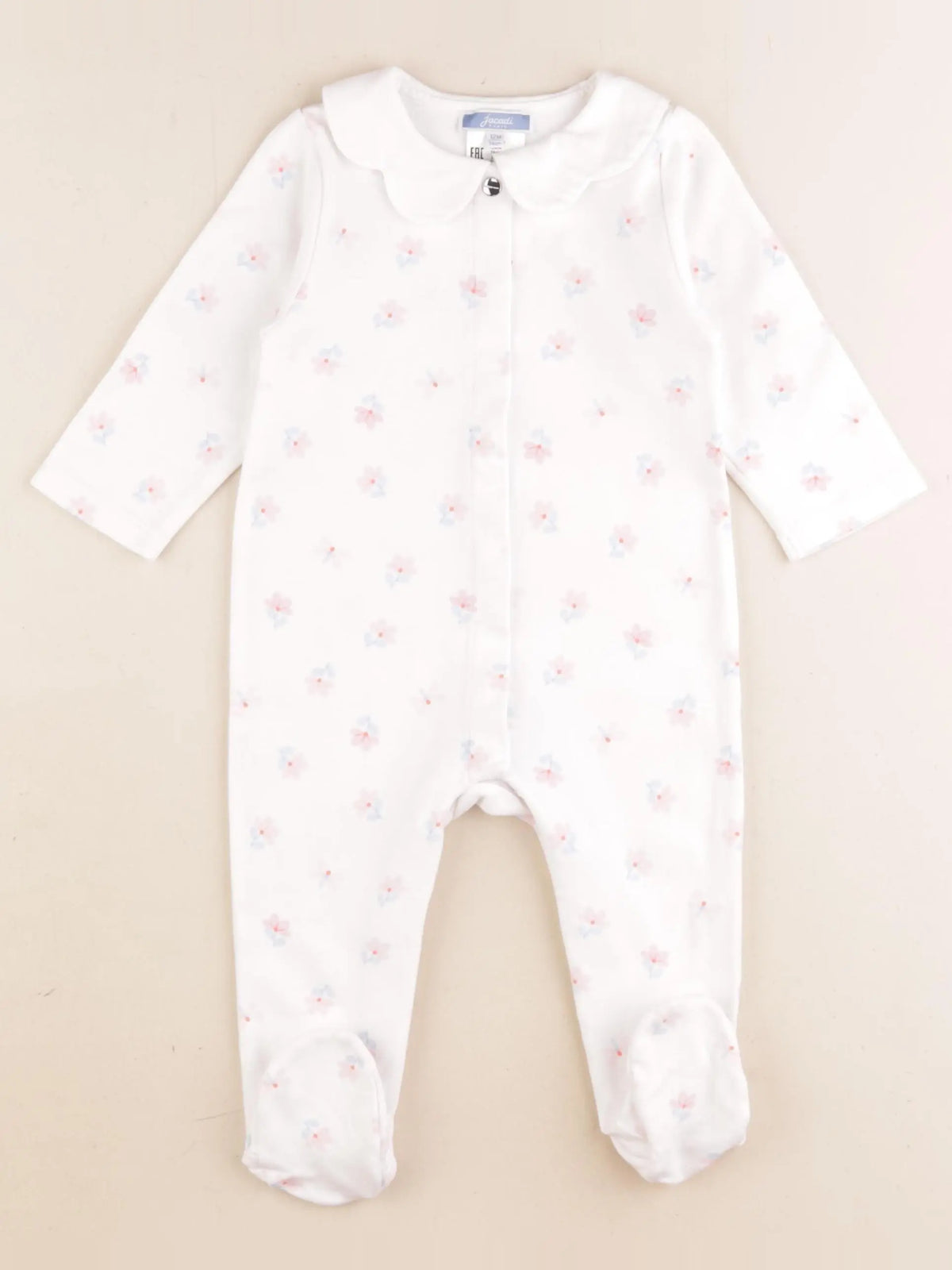 Jacadi - pyjama coton blanc, rose - 12 mois