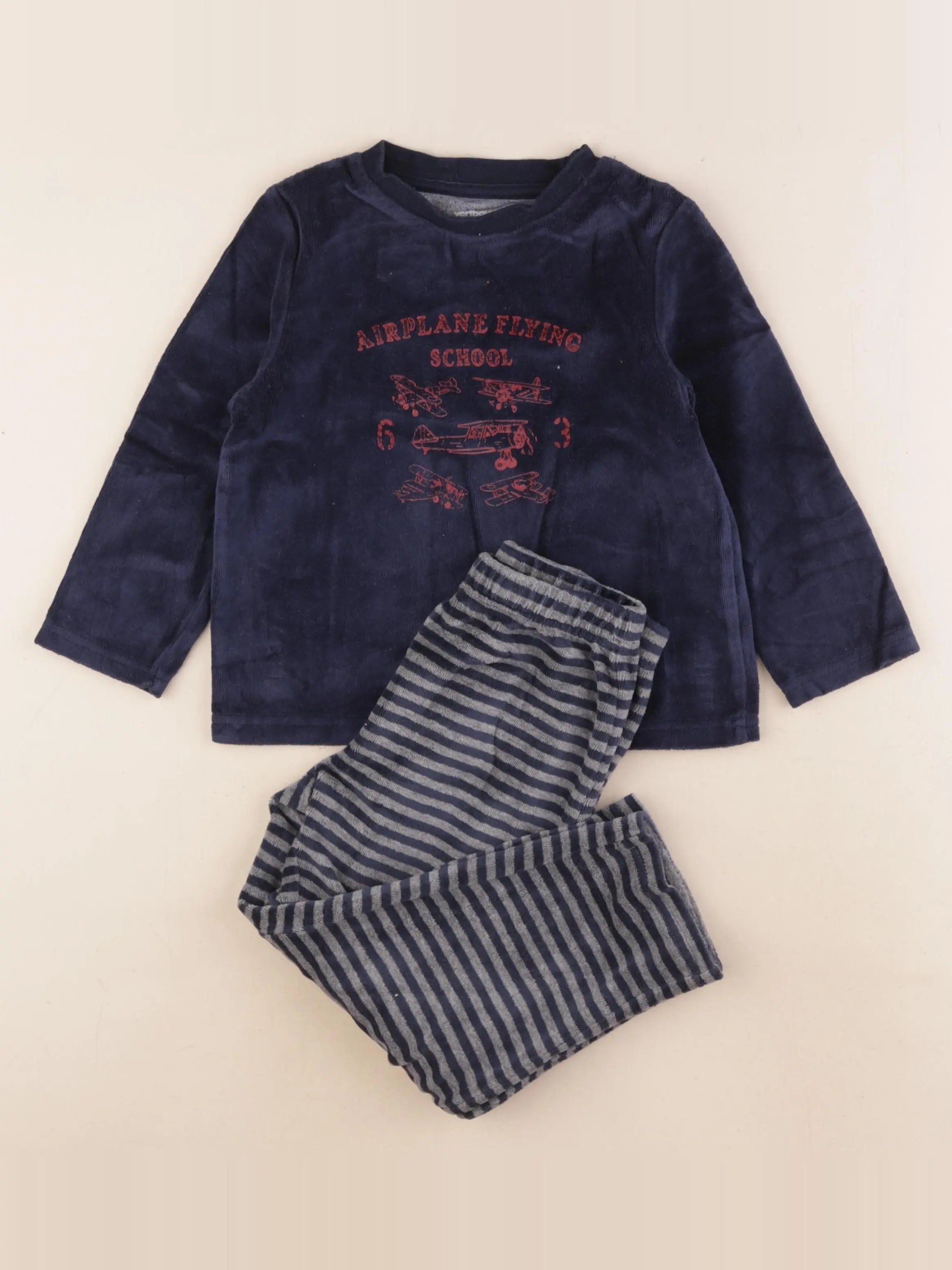 Vertbaudet - pyjama velours bleu - 4 ans
