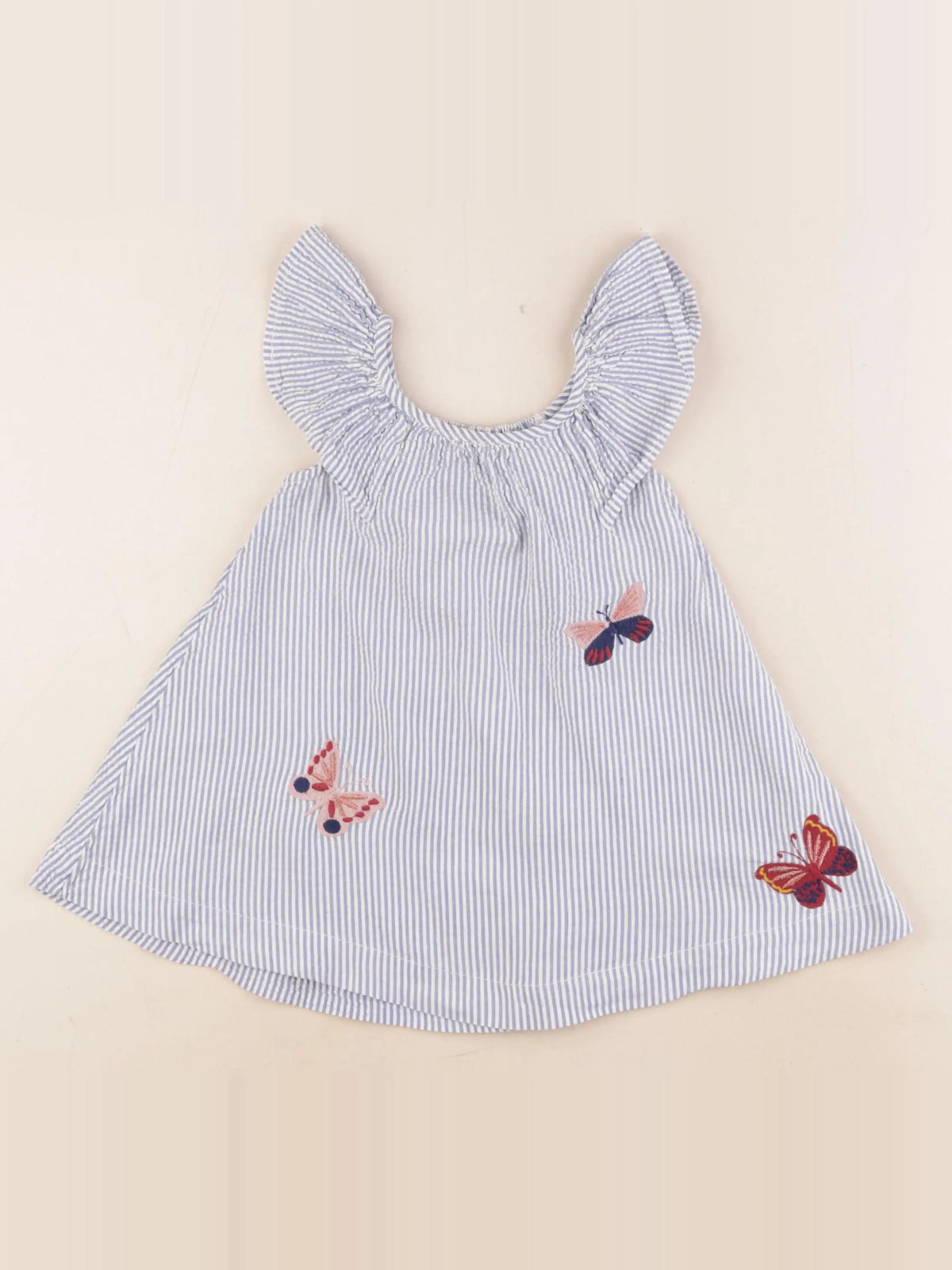 Vertbaudet - robe bleu, blanc - 2 ans