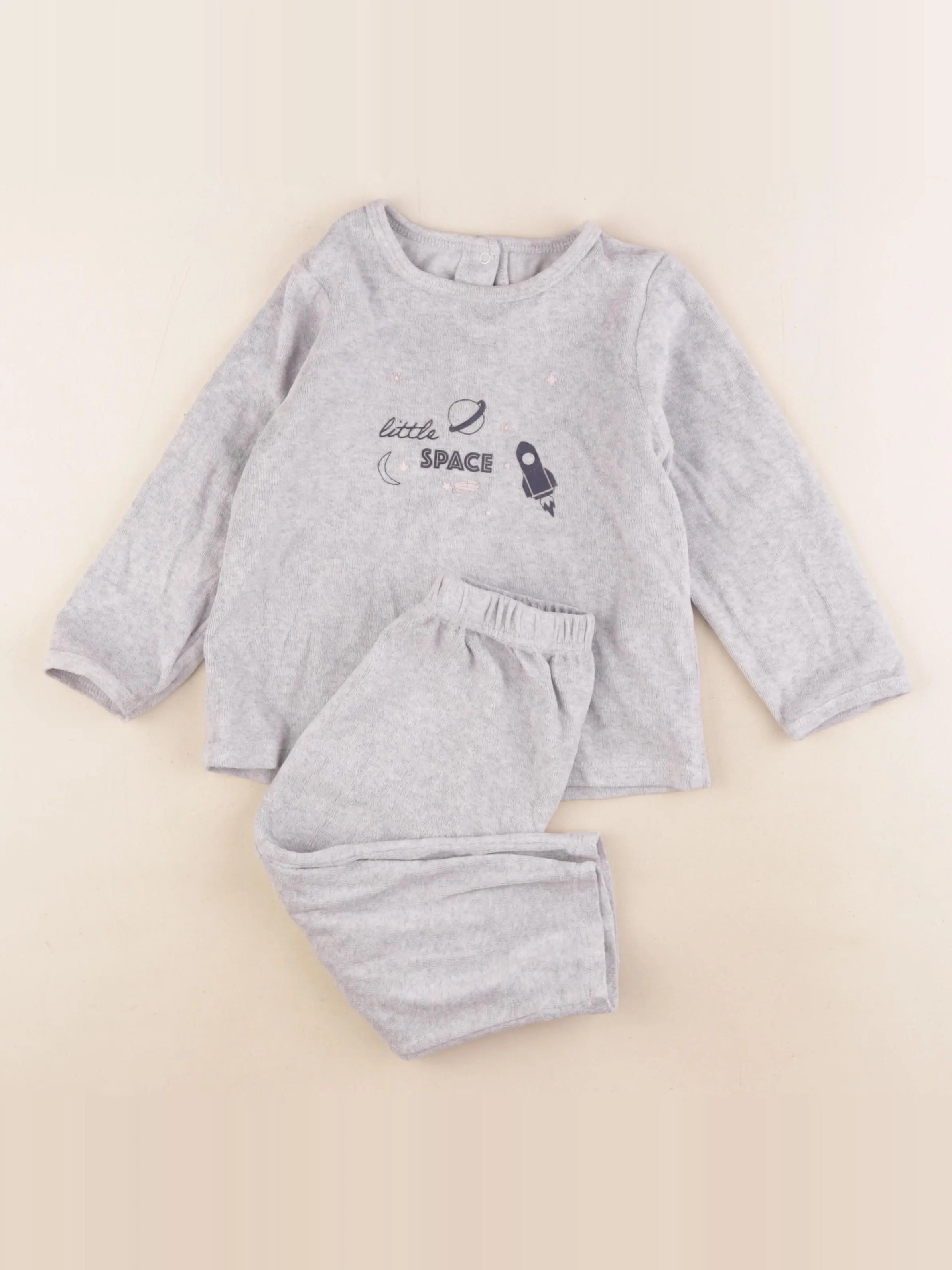 Vertbaudet - pyjama velours gris - 3 ans