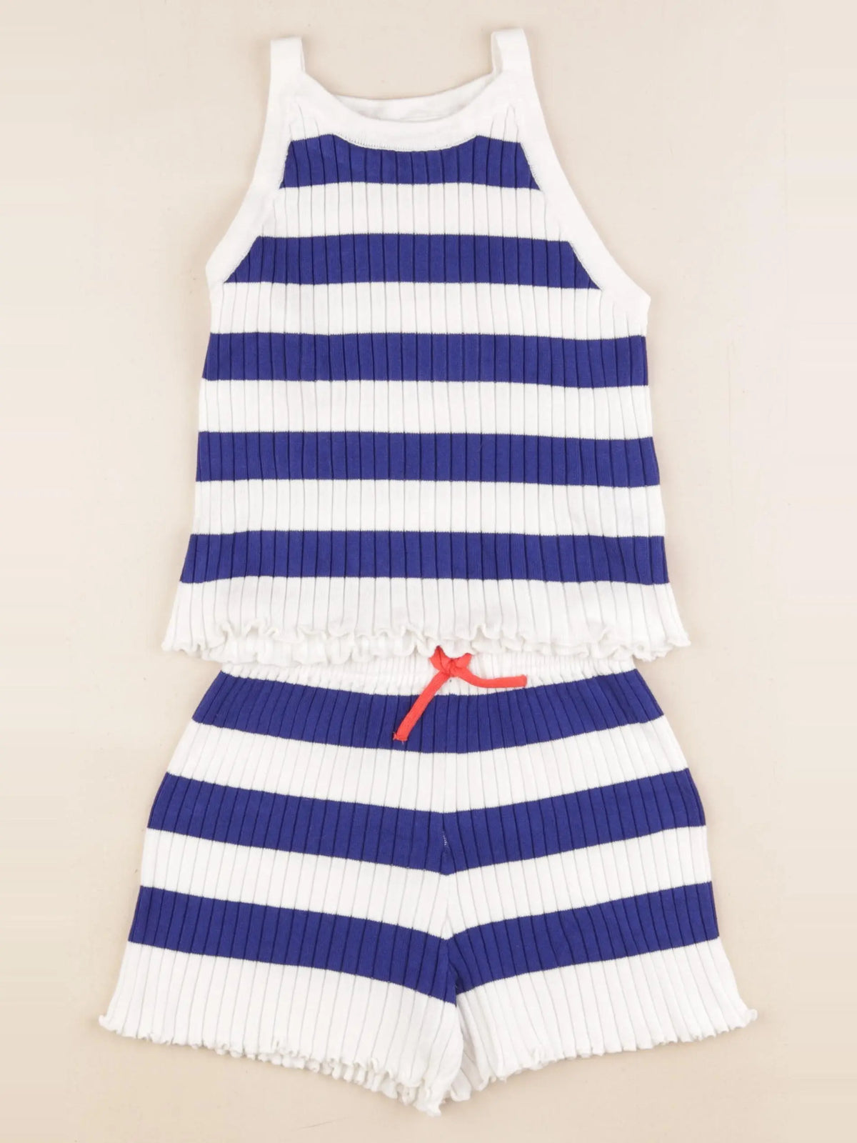 H&M - ensemble bleu, blanc - 4/6 ans