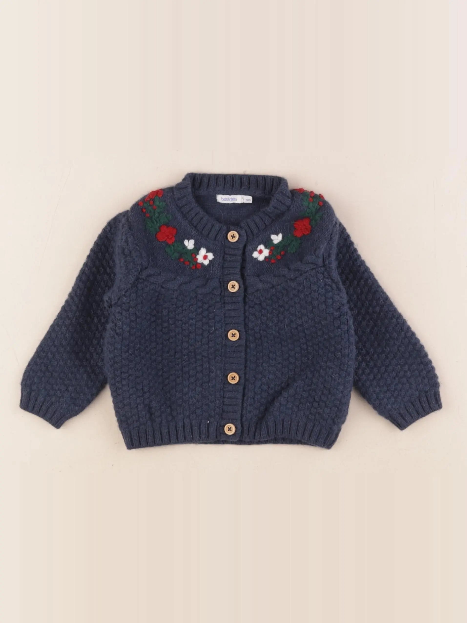 Boutchou - gilet bleu - 12 mois