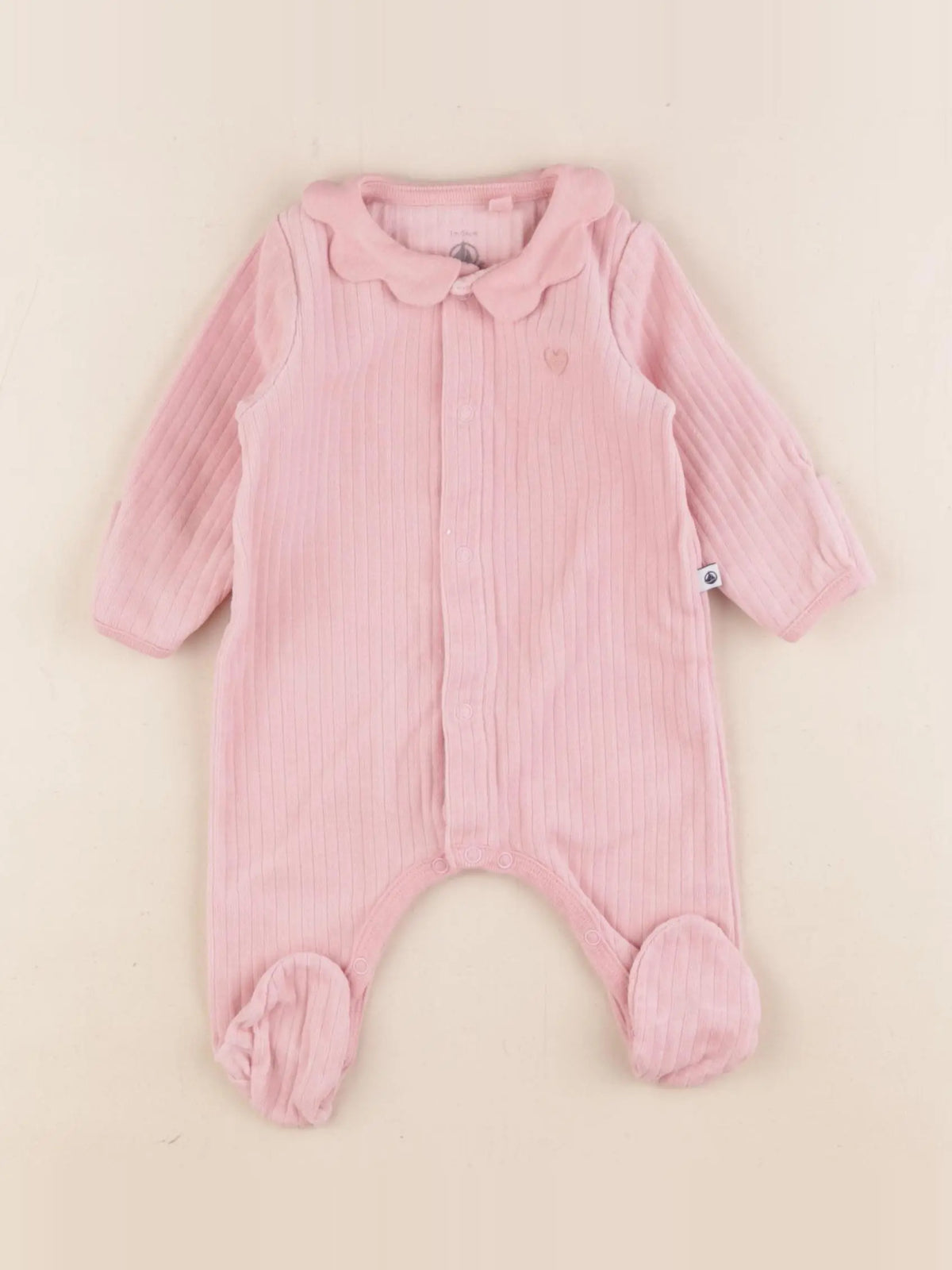 Petit Bateau - pyjama velours rose - 1 mois
