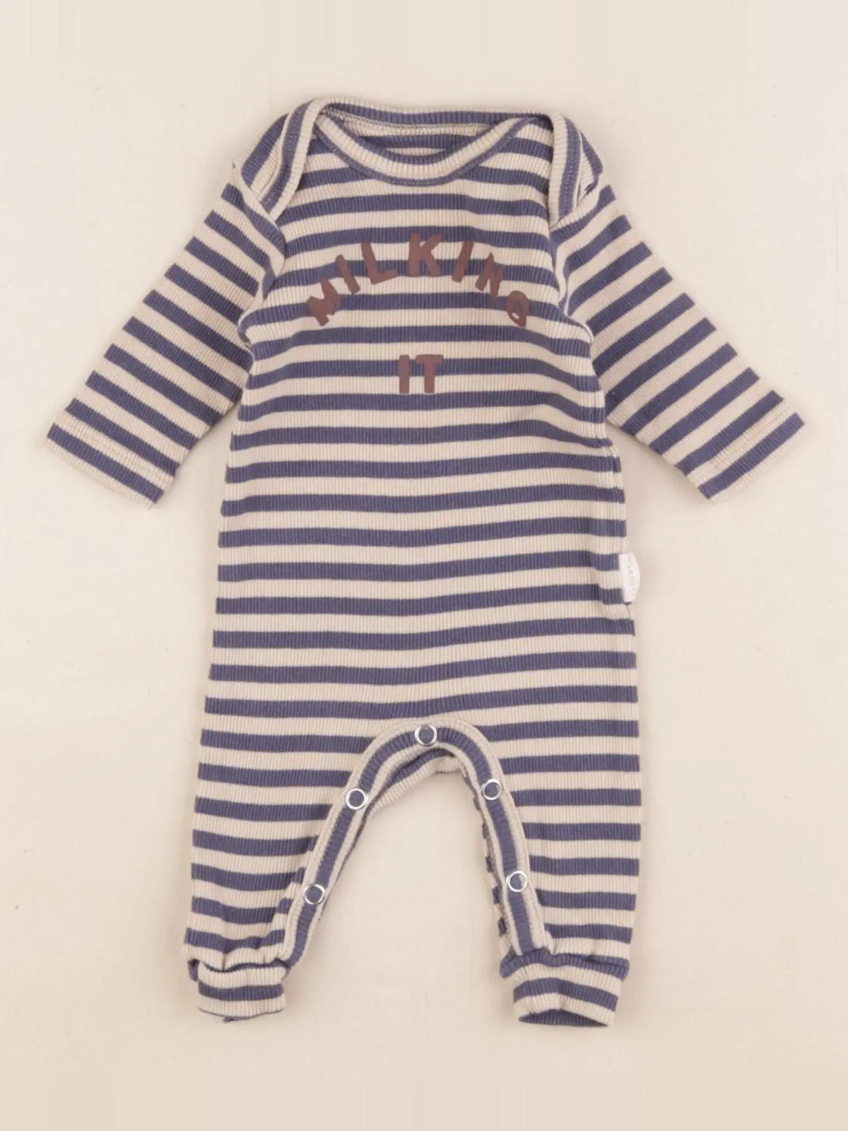 Claude & co - pyjama coton bleu, beige - 0 mois