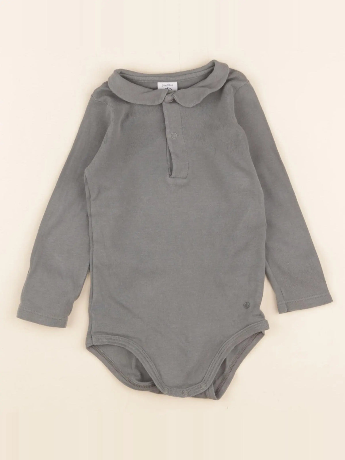Petit Bateau - body à col gris - 24 mois