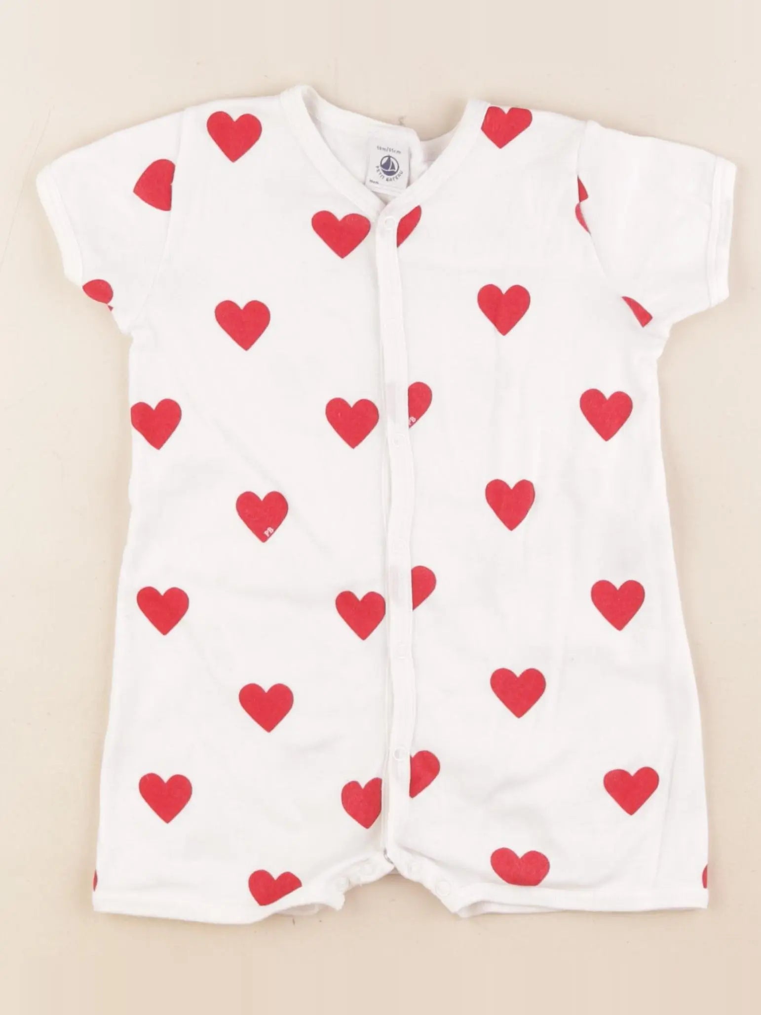 Petit Bateau - pyjama coton blanc, rouge - 18 mois