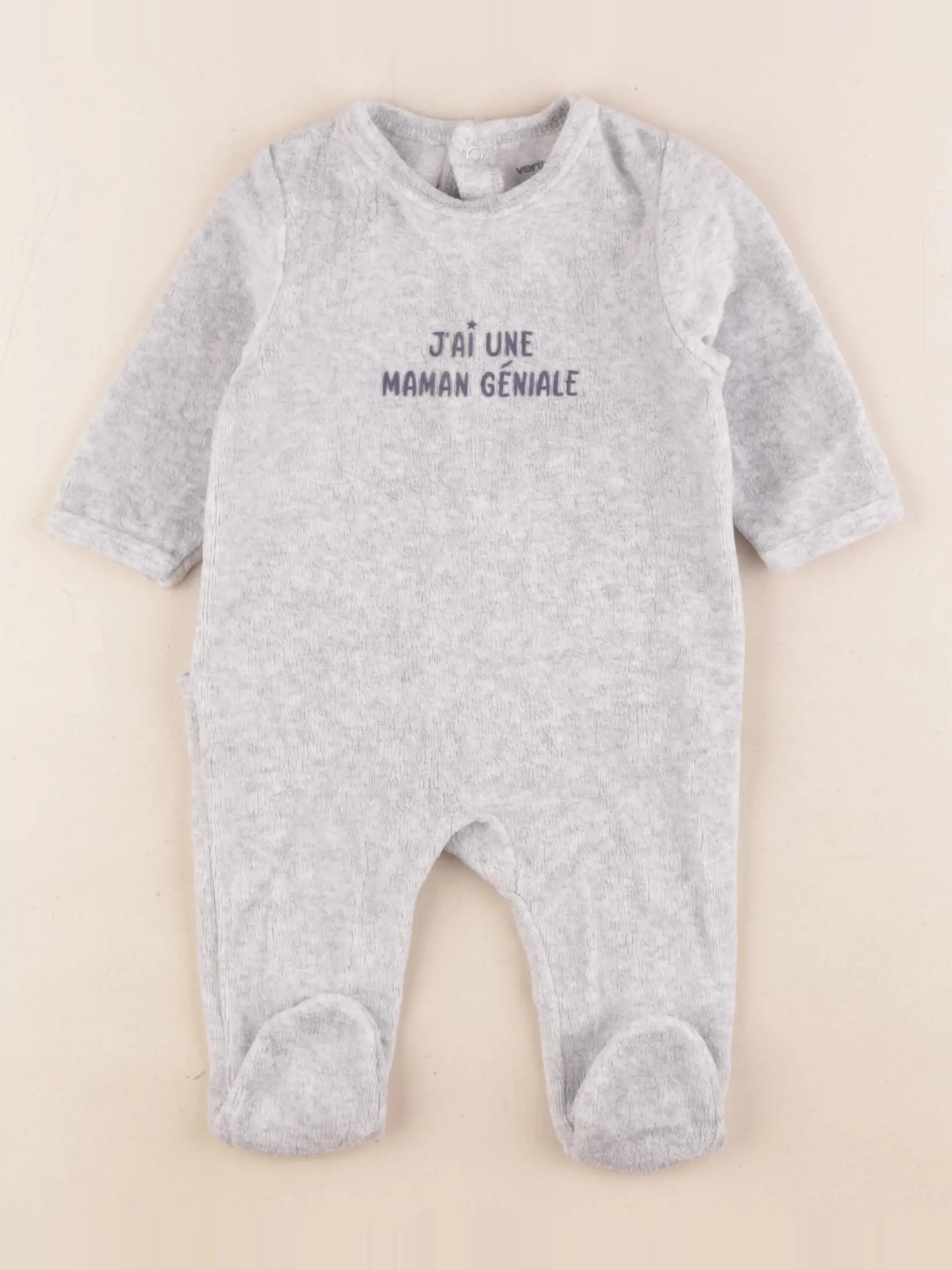 Vertbaudet - pyjama velours gris - 3 mois