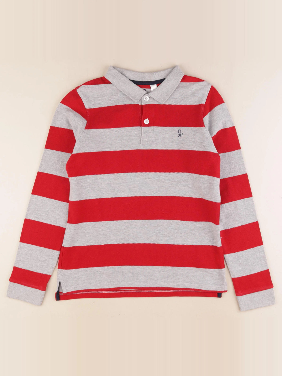 Okaidi - polo gris, rouge - 12 ans