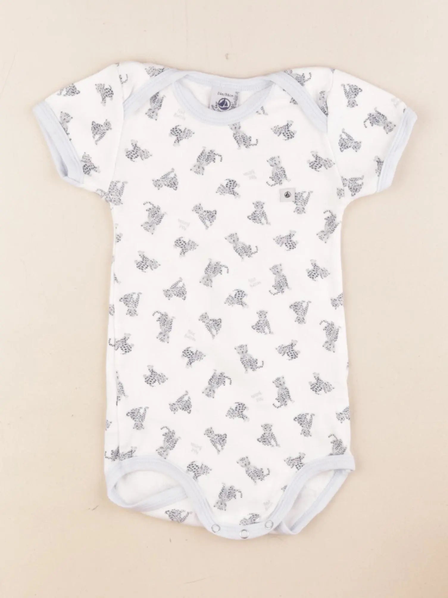 Petit Bateau - body blanc, bleu - 24 mois