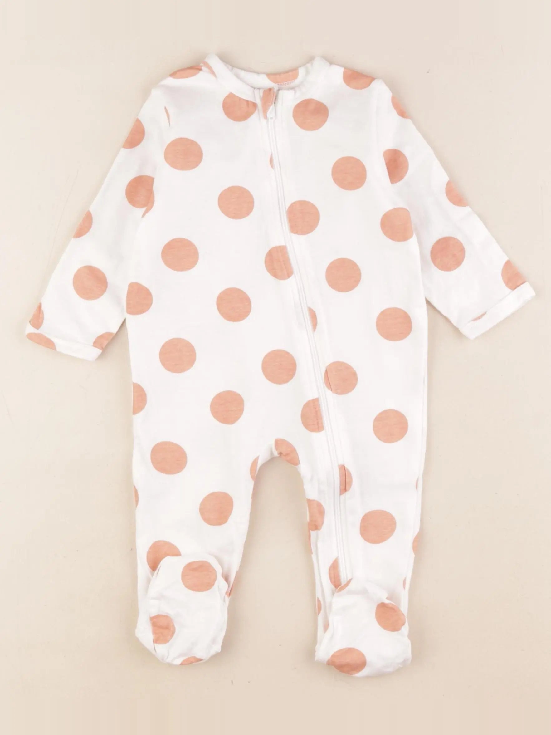 Vertbaudet - pyjama coton blanc, orange - 6 mois