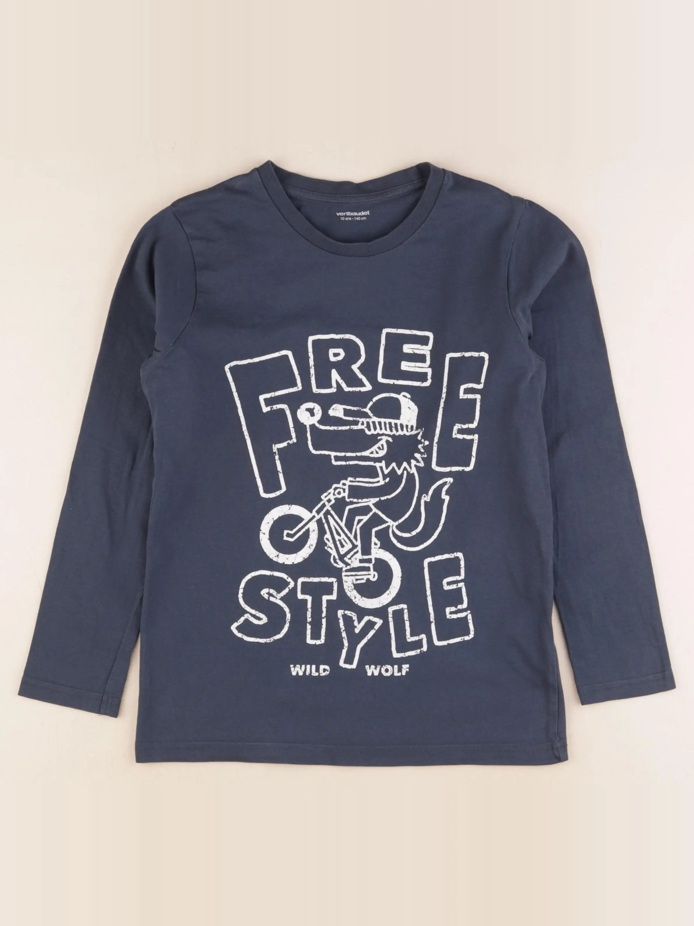 Vertbaudet - tee-shirt bleu - 10 ans