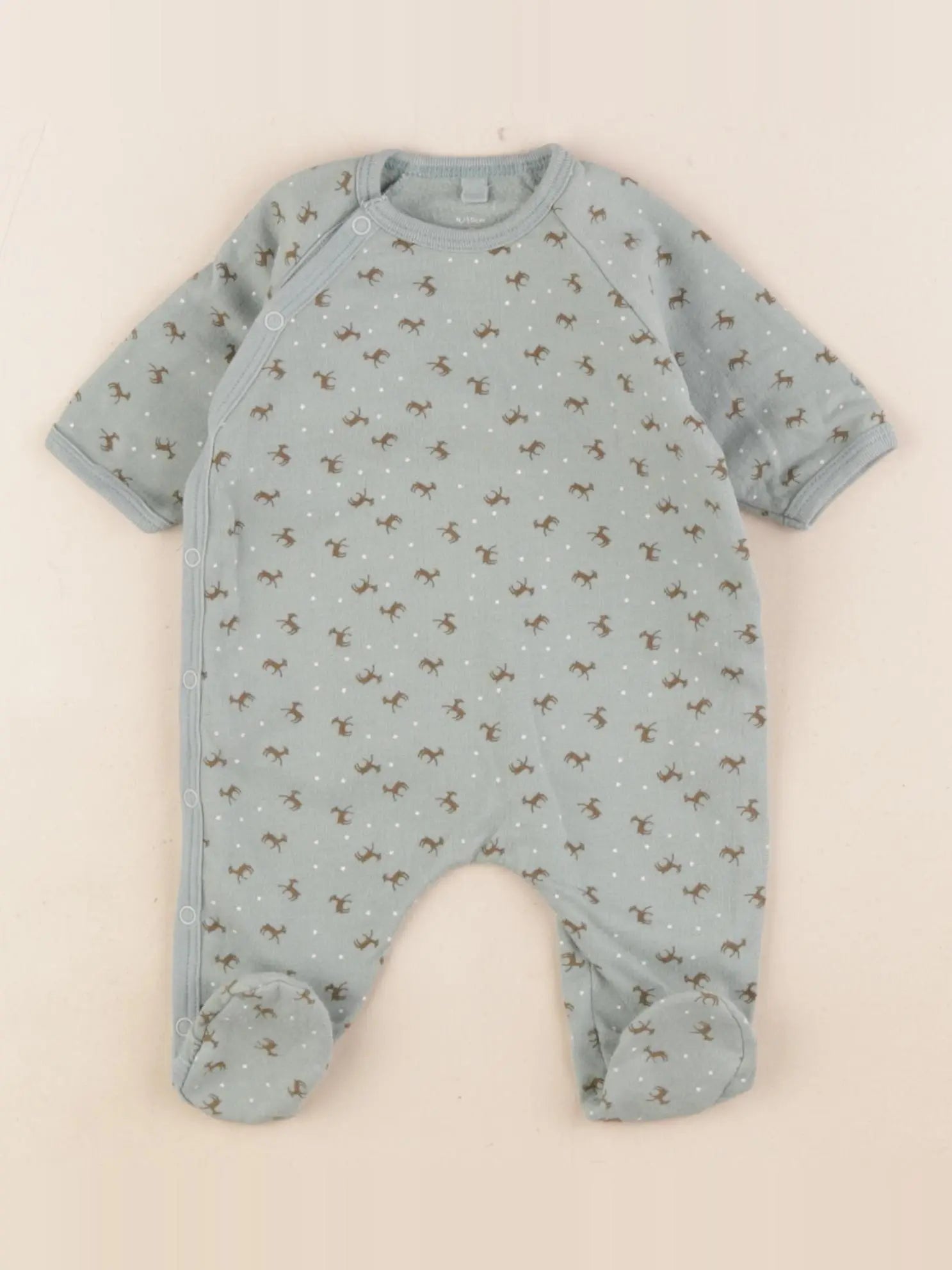 Petit Bateau - pyjama coton vert - 0 mois