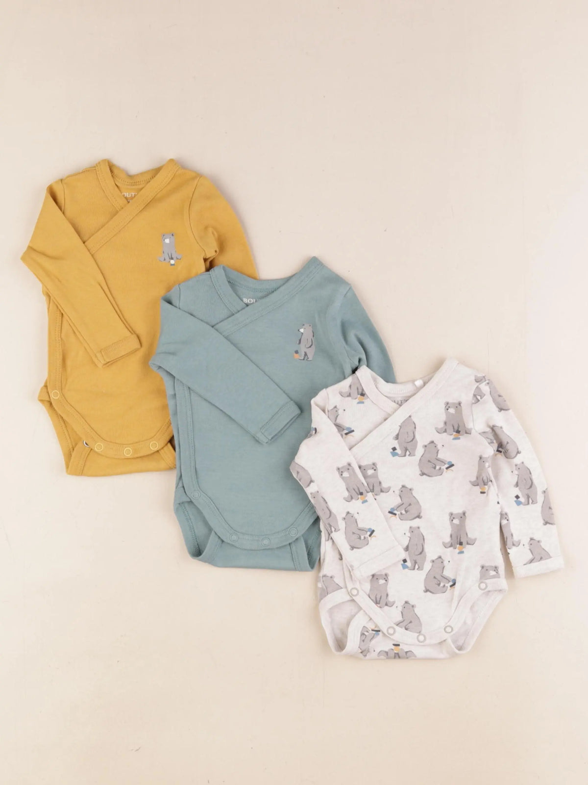 Boutchou - lot de 3 bodies en coton multicolore - 0 mois
