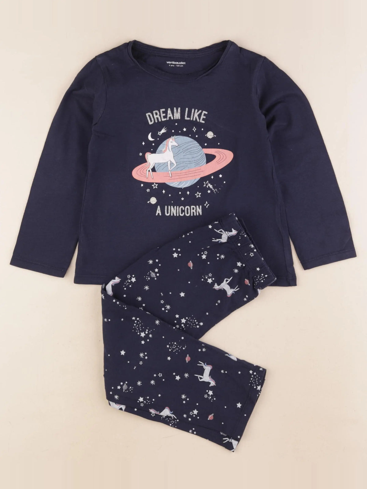 Vertbaudet - pyjama coton bleu - 4 ans