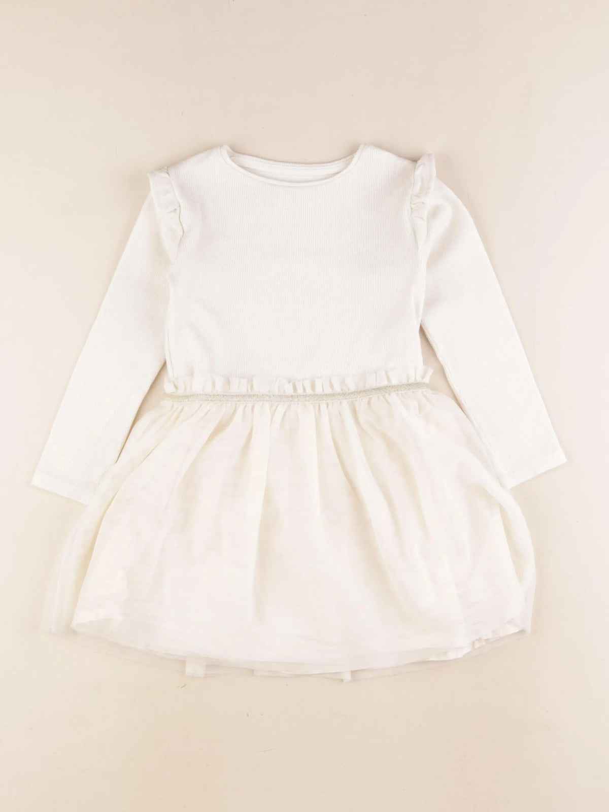 Vertbaudet - robe beige, or - 4 ans