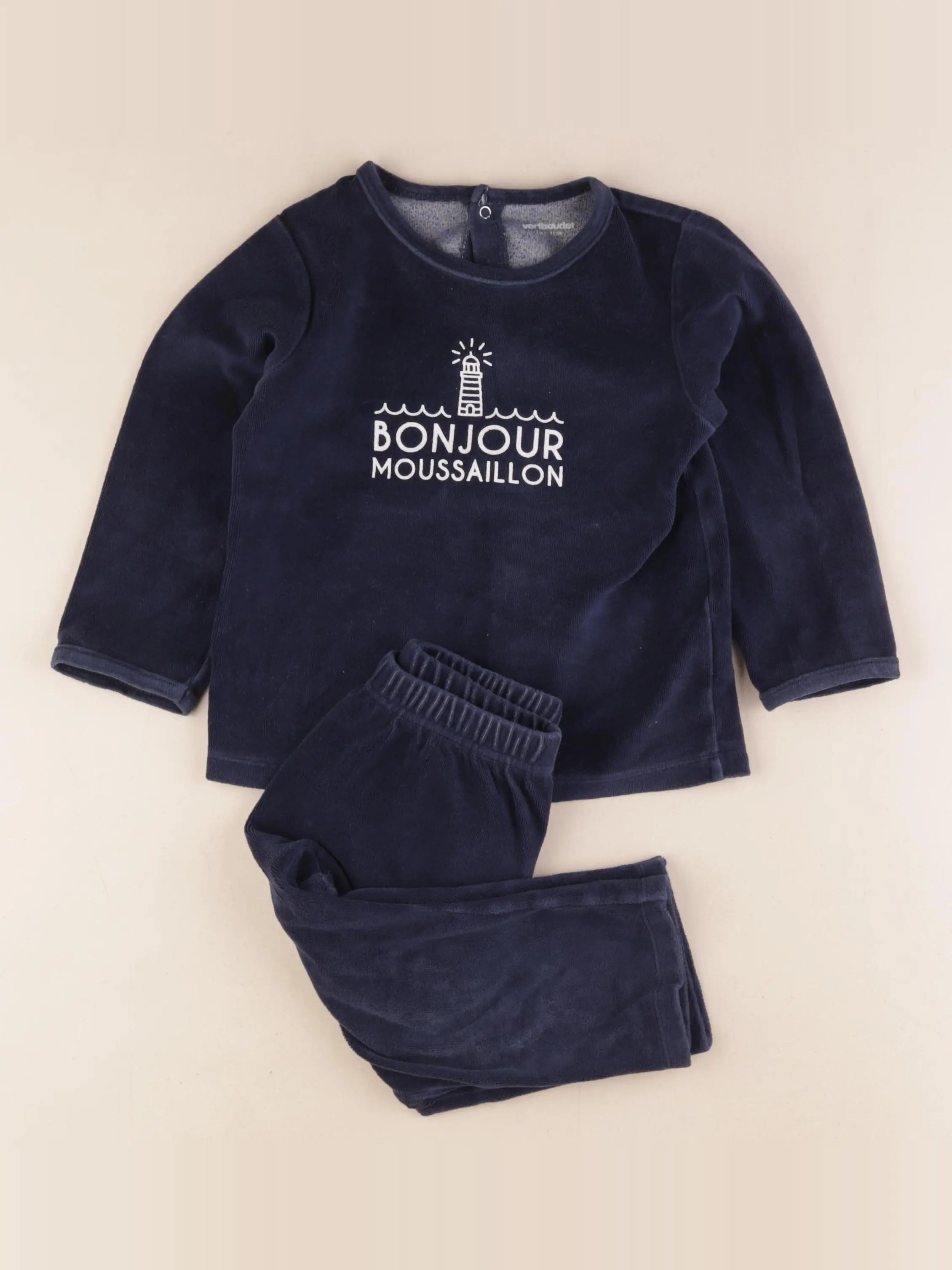 Vertbaudet - pyjama velours bleu - 3 ans