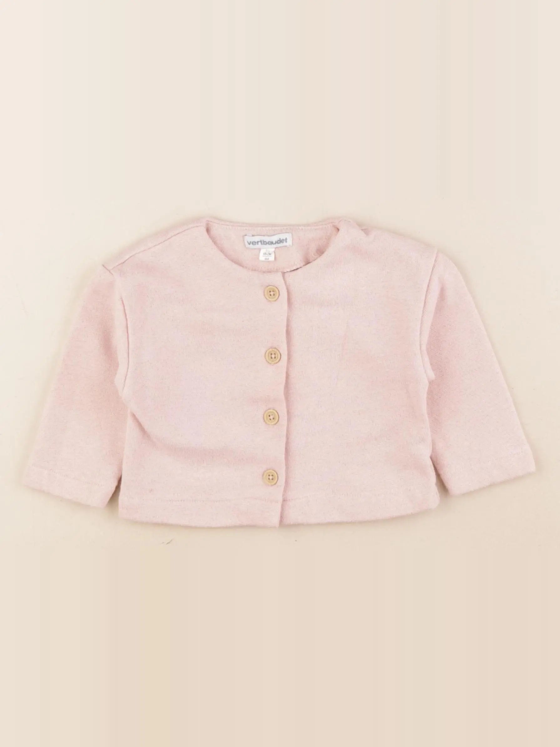 Vertbaudet - sweat rose - 6 mois