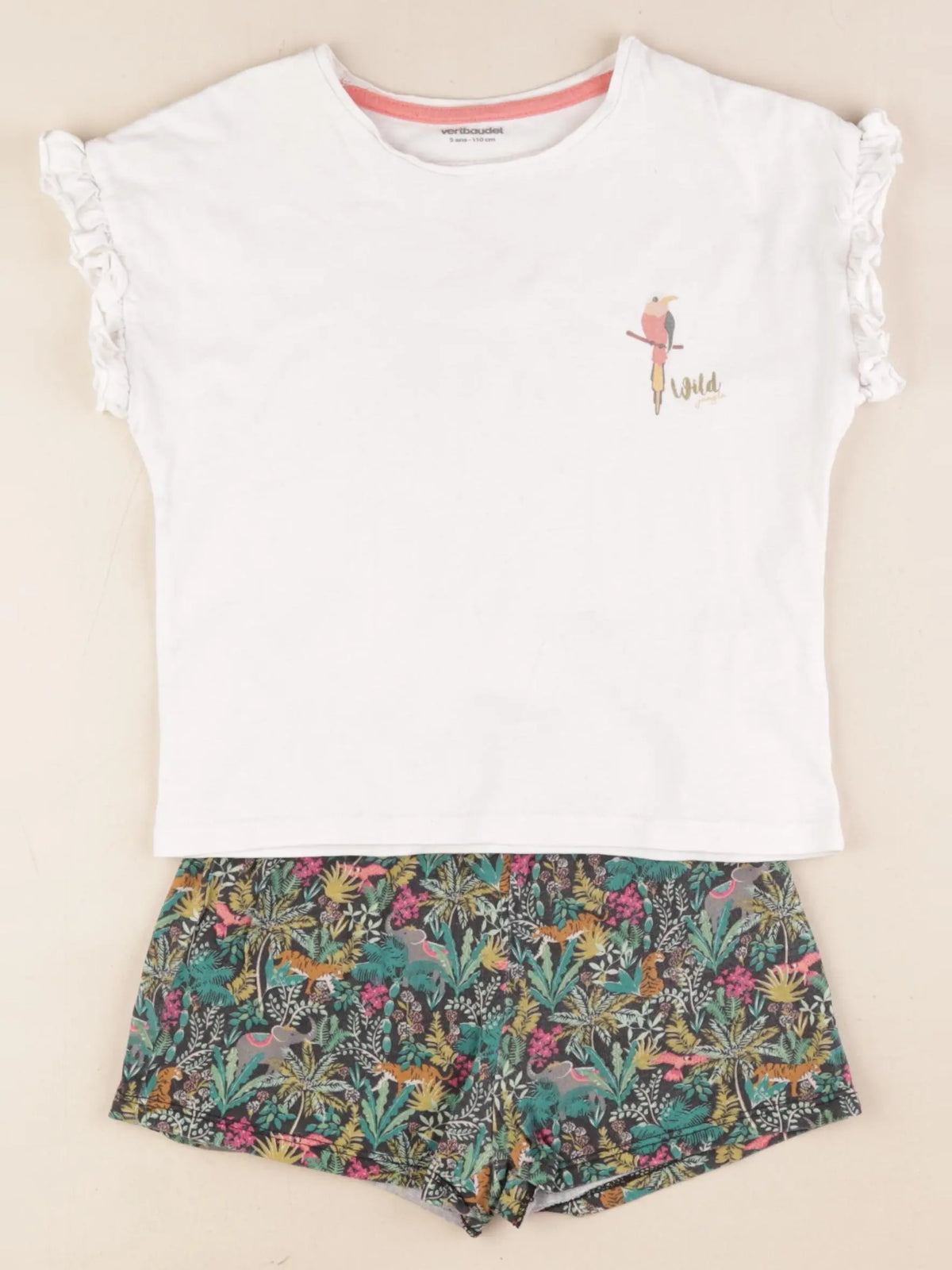 Vertbaudet - pyjama coton blanc, vert - 5 ans