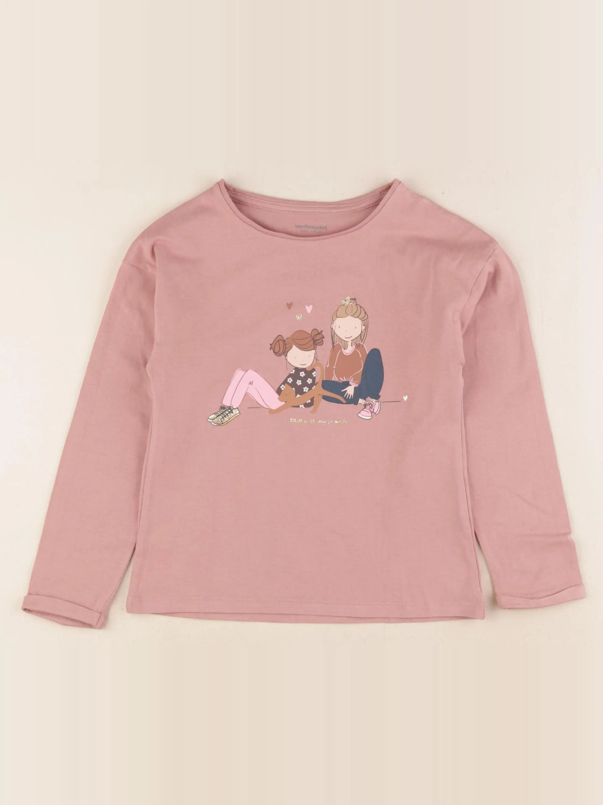 Vertbaudet - tee-shirt or, rose - 6 ans