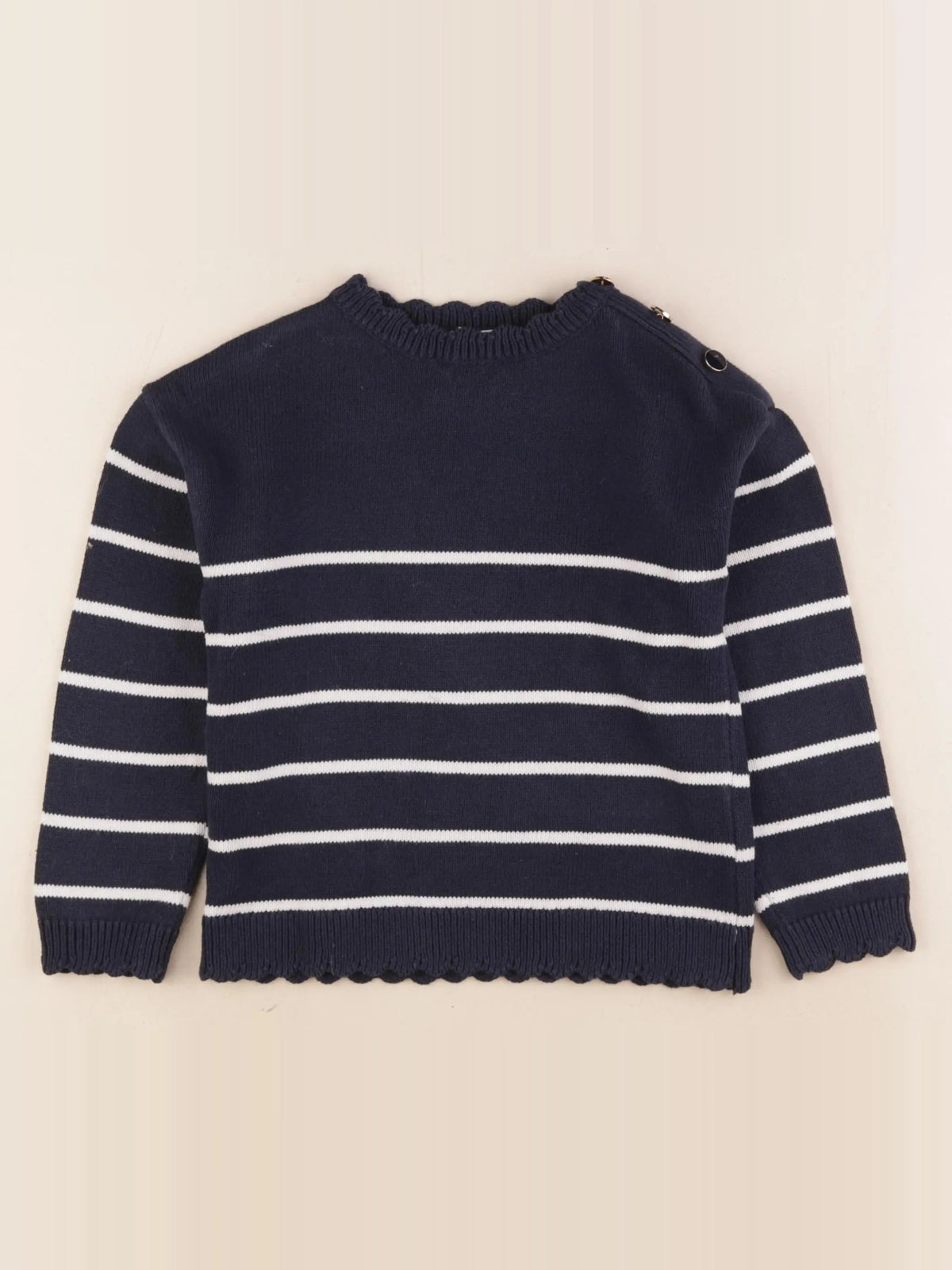 Vertbaudet - pull bleu, blanc - 6 ans